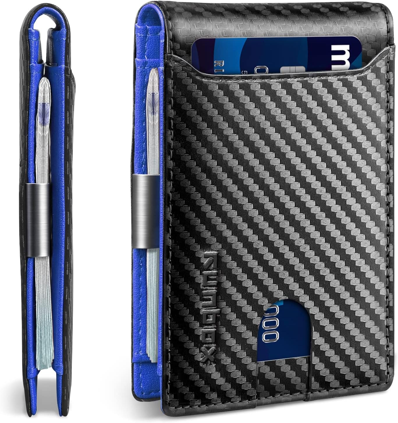 RUNBOX Slim Wallets for Men - Leather Money Clip Mens Wallet - RFID Blocking Front Pocket Bifold Wallet - Thin Credit Card Holder with Gift Box