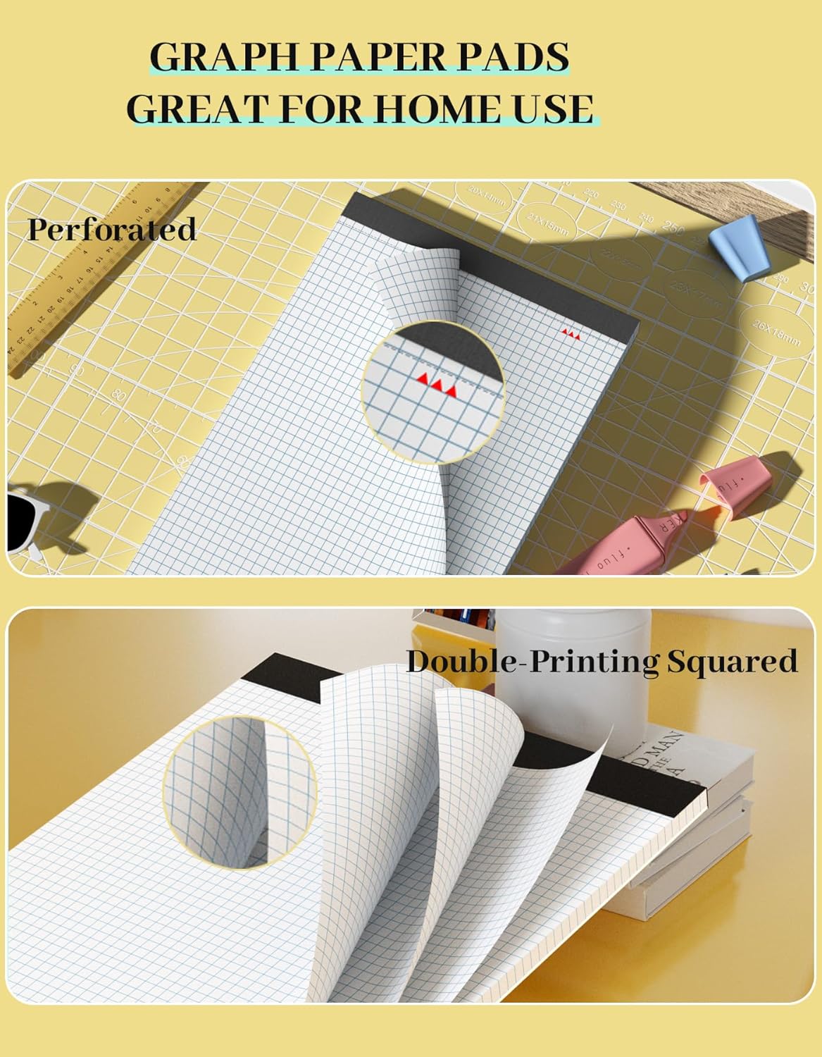 2 Pack Graph Paper Pad 11x17 for Blueprint Drawings, Drafting, Engineering Drawing, and Planning, 4x4 Quad Ruled Blueprint Quadrille Paper, Perforated Large Grid Paper Drafting Paper 30 Sheets/Pad