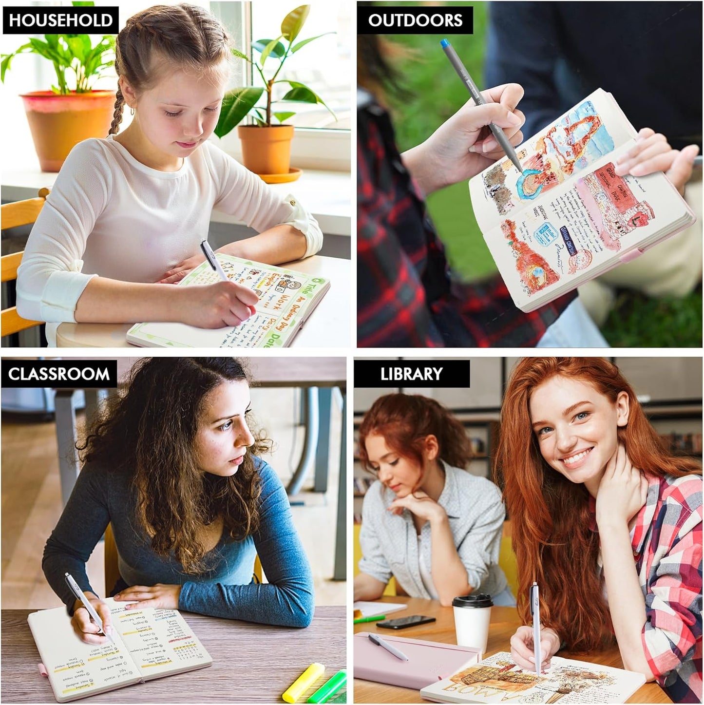 feela Dotted Journal Kit, Dot Grid Journal Hardcover Planner Notebook Set For Beginners Women Girls Note Taking with Journaling Supplies Stencils Stickers Pens Accessories, A5, 224 Pages, Green