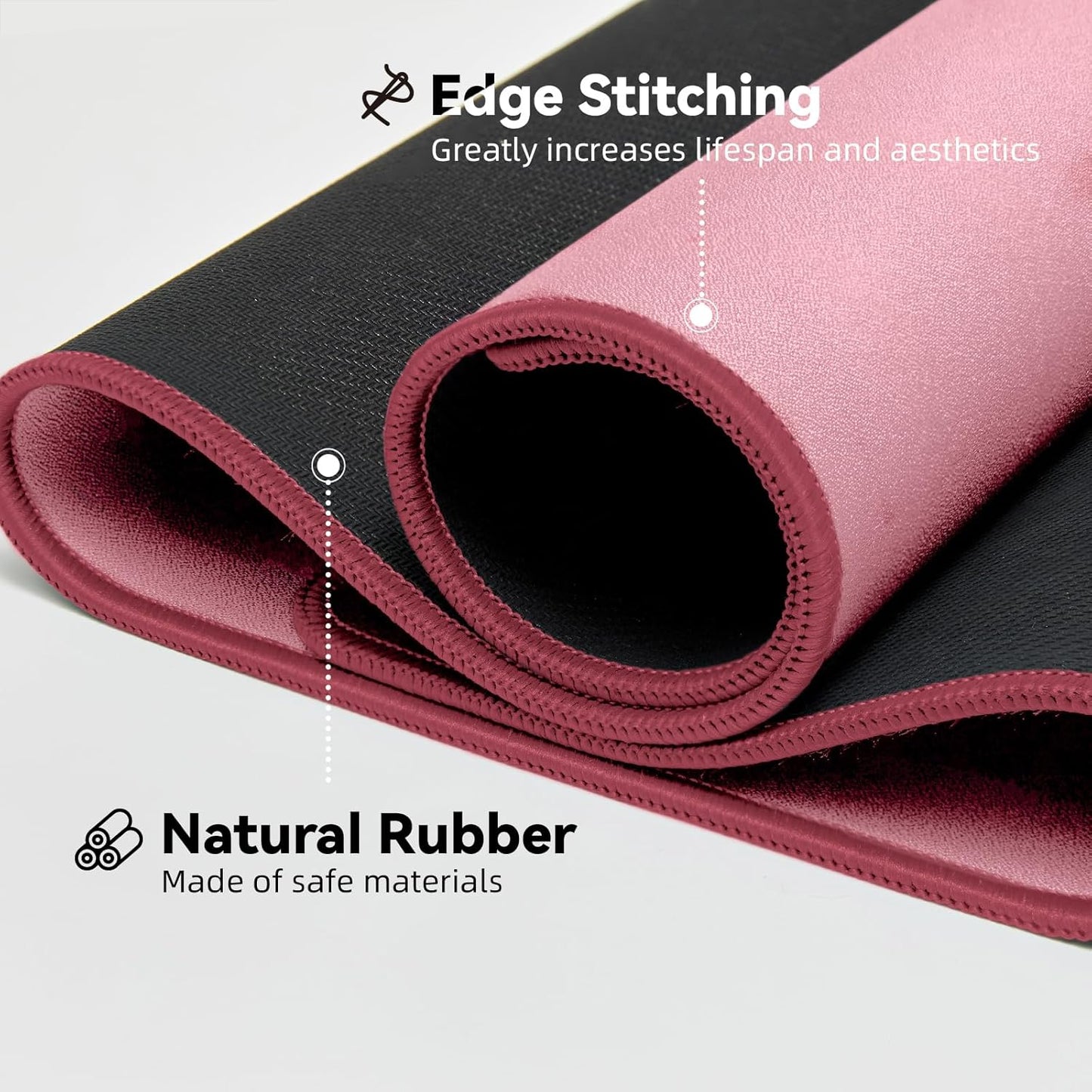 Waterproof Large Gaming Mouse Pad with Durable Stitched Edges, Non-Slip Rubber Base, Smooth Surface Mouse Mat Desk Pad for Home Office Gaming, 15.74"x35.43"x0.12", Dusty Rose