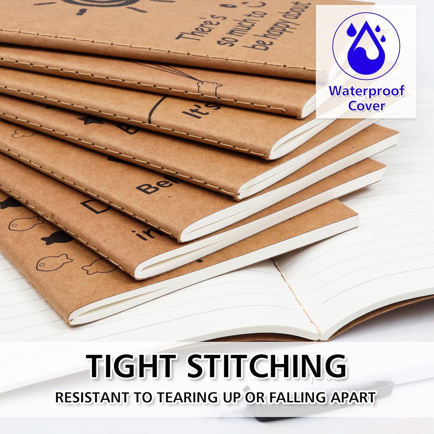 feela 30 Pack Kraft Notebooks, 15 Designs A6 Cute Mini Pocket Notebooks and Journals, Lined Motivation Small Journal Notebook Bulk for Women School Supplies Taking Memos, 4.1X5.8 in, 80 Pages