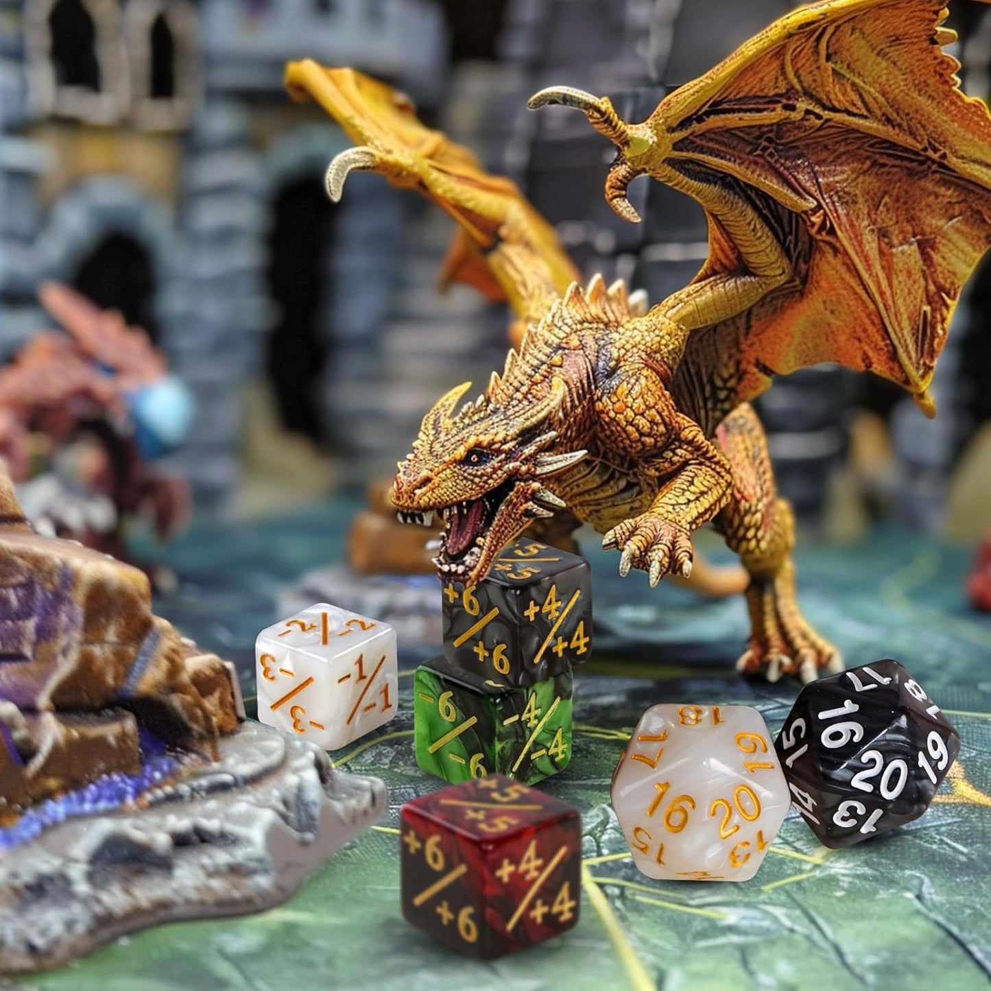 50 MTG Counters Dice Marble Bulk Spindown Life Counter Tokens Dice Buff Tokens Compatible with Magic Card Game Accessories CCG Creature Stats (Black&White, Red&Green)