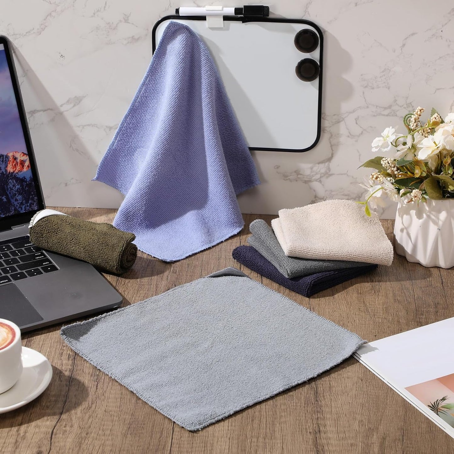 6 Pack Magnetic Whiteboard Cleaning Cloth Extra Strong Magnetism 10'' X 10'' Colorful Microfiber Dry Erase Cloth Reusable Washable Whiteboard Eraser for Classroom, Home and Office Use(Dark Color)