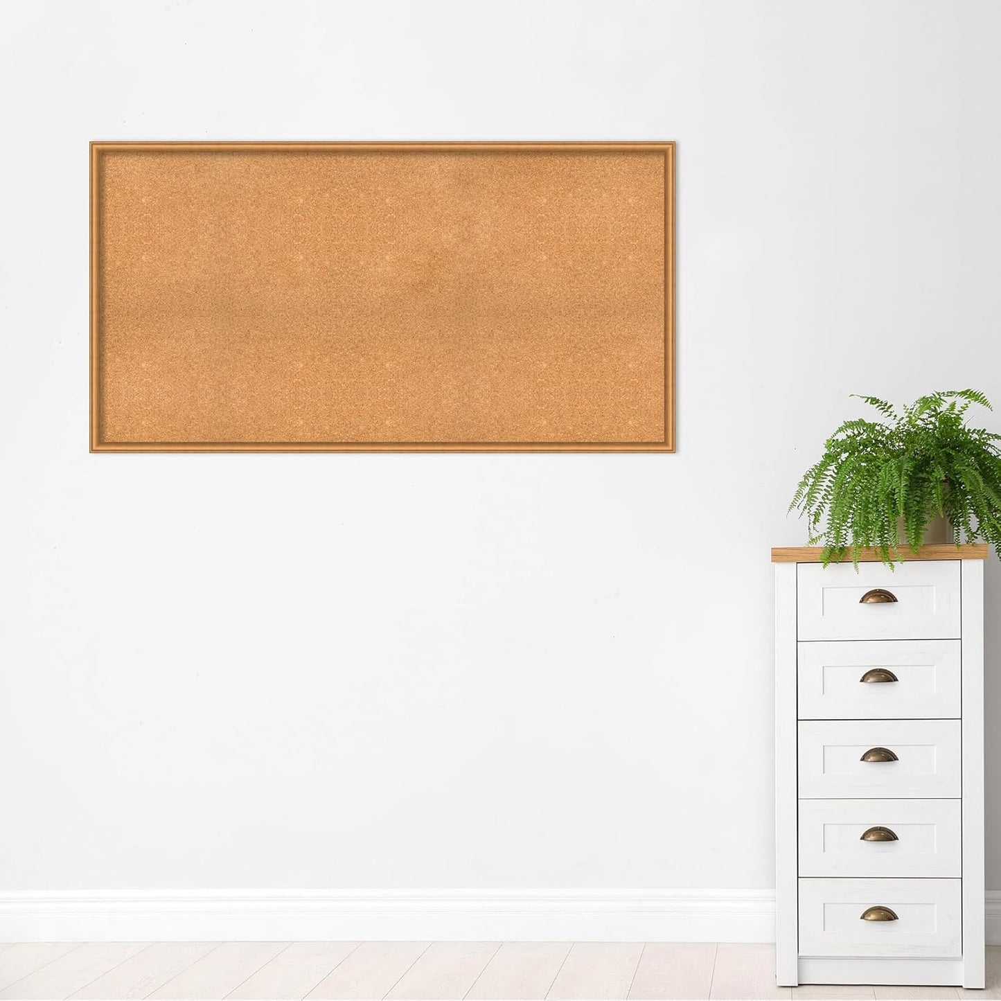 Amanti Art Natural Cork Board for Wall, 32x60 Vision Board with Bronze Frame, Oversize Corkboard Office Decor for Home Organization, Casual Corkboard Pinboard to Display Items for Home Organization