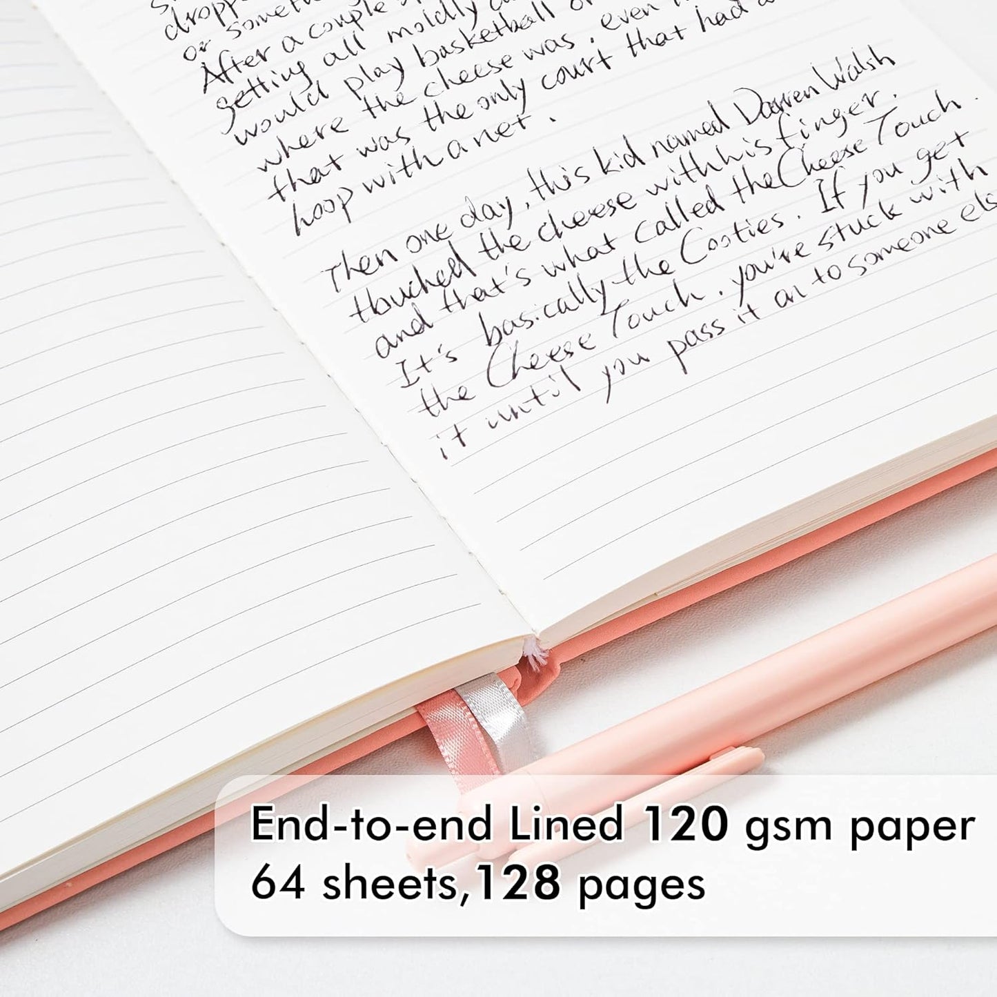 feela 5 Pack Notebooks Journals Bulk, Hardcover Classic Ruled Lined Journals with Pen Holder for Women Girls School Business Supplies, with 5 Black Pens, 120 GSM, 5.1”x8.3”, A5, Light Coral