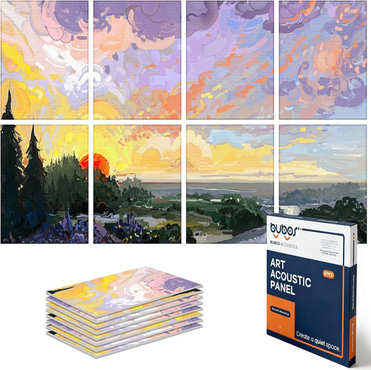 BUBOS 8 Pack Art Acoustic Panels Soundproof Wall Panel,47.2X31.4 Inches Sound Absorbing Panel,Self-adhesive Decorative Acoustical Wall Panels, Acoustic Treatment for Ceiling Home Office(Oil Painting)