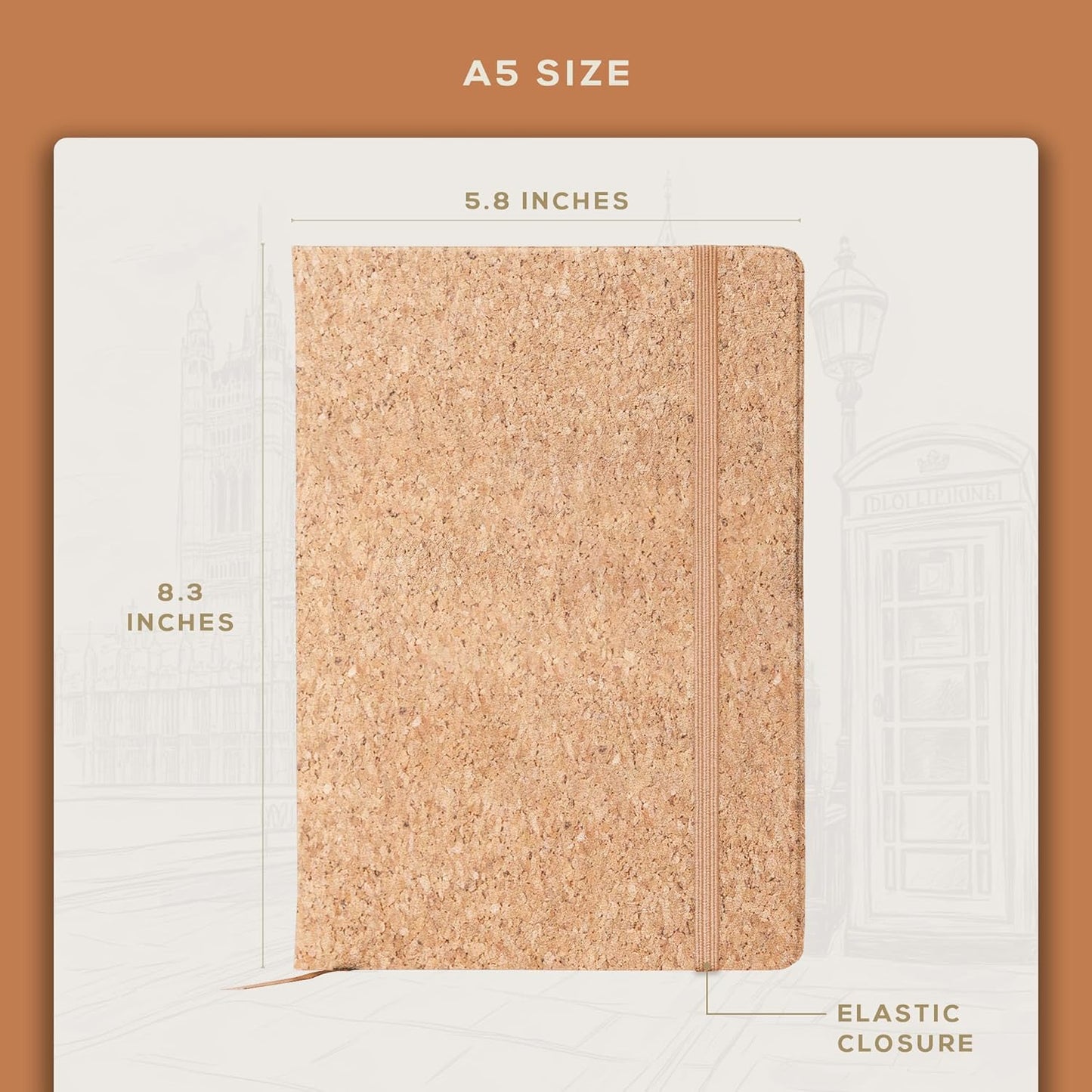 BEECHMORE BOOKS Lined Journal Notebook, 5.8 x 8.3 inch, A5 160 Lined Pages, Hardcover Leather Journals for Women, Men, Writing and Notebooks for Work - 120 GSM Thick Paper, Gifts Box Included