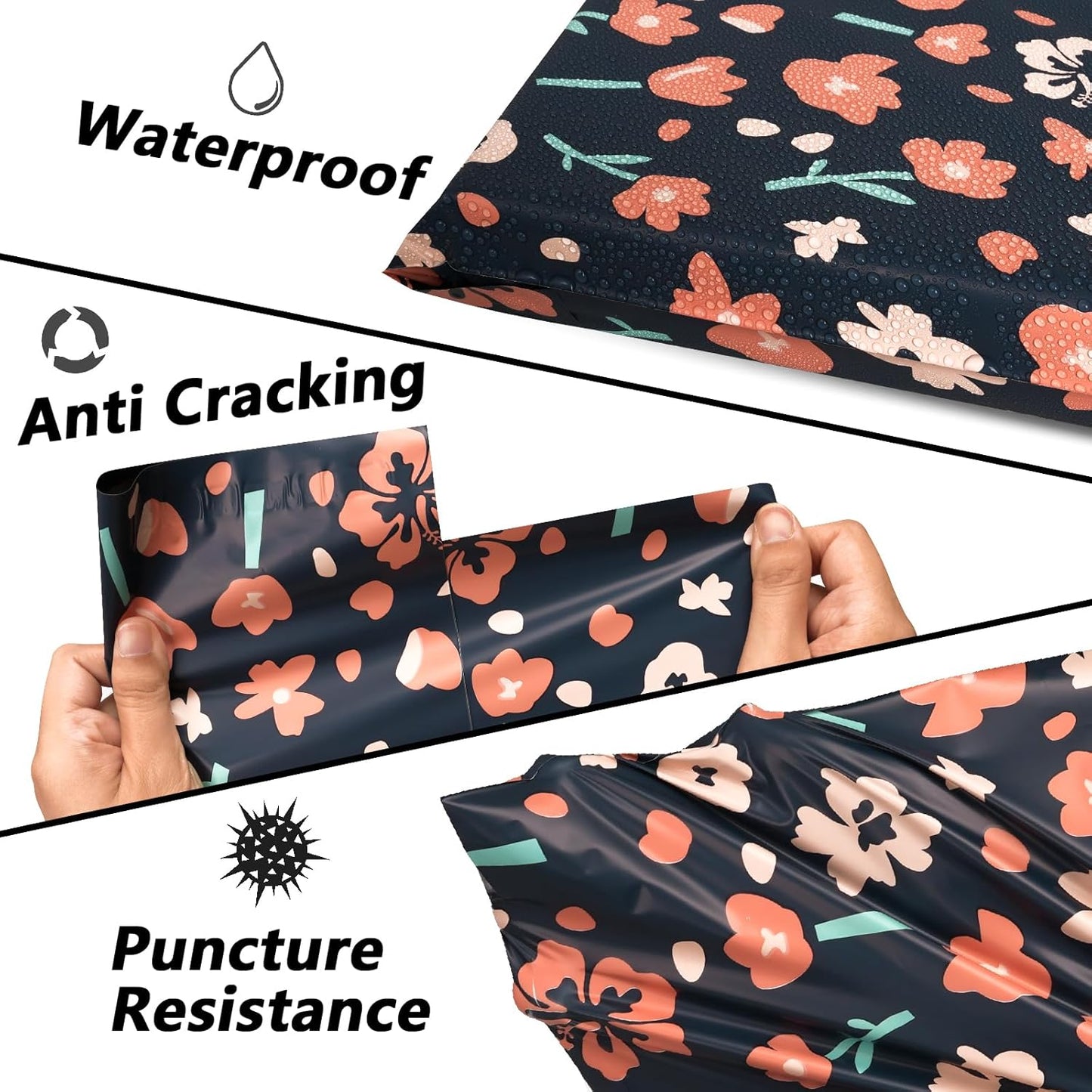 Poly Mailers 12x15.5 Inch 50 Pcs - Tulip printed Shipping Bags, 2.4mil Thickness, Waterproof and Tear Resistant Mailing Envelopes, Self-Sealing Packaging Bags for Small Business