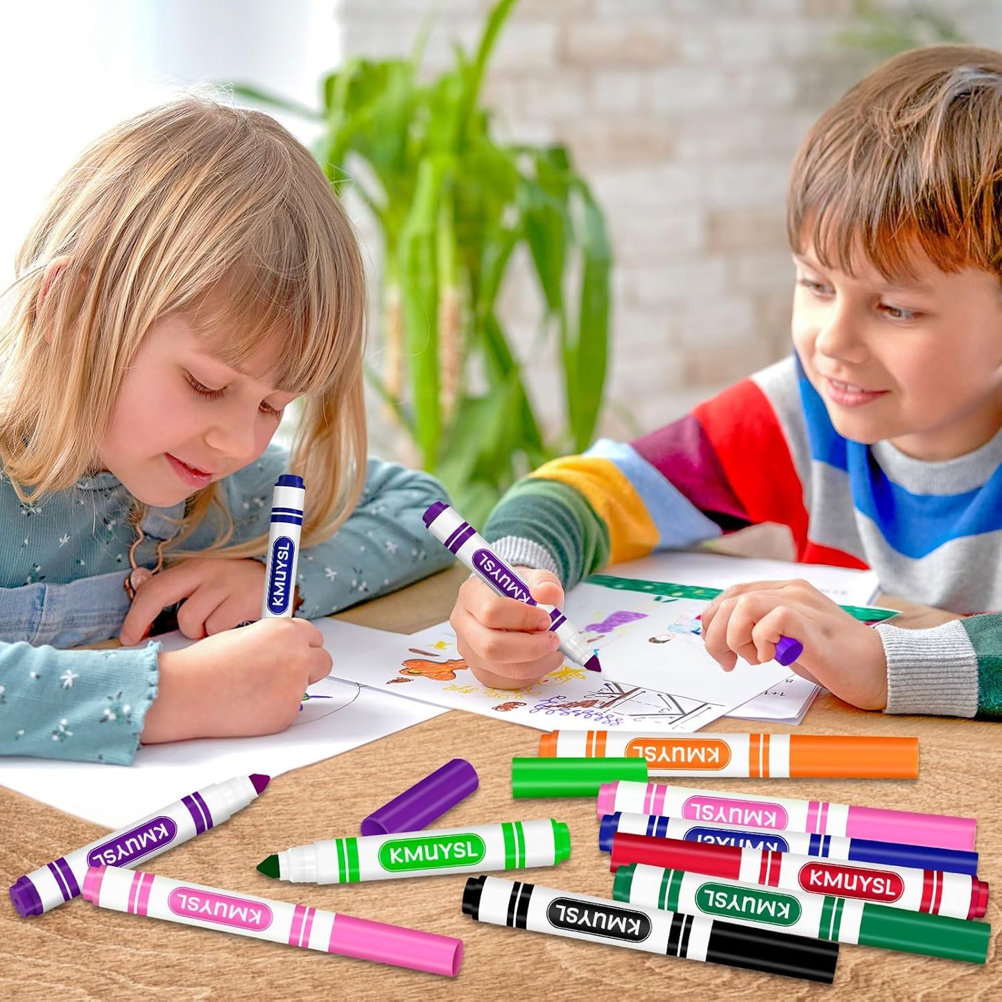 KMUYSL 160 Count Washable Markers Bulk, 10 Assorted Colors - Broad Line Conical Tip Coloring Markers for Kids, School Art Supplies & Back to School Supplies, Teacher Classroom Must Haves