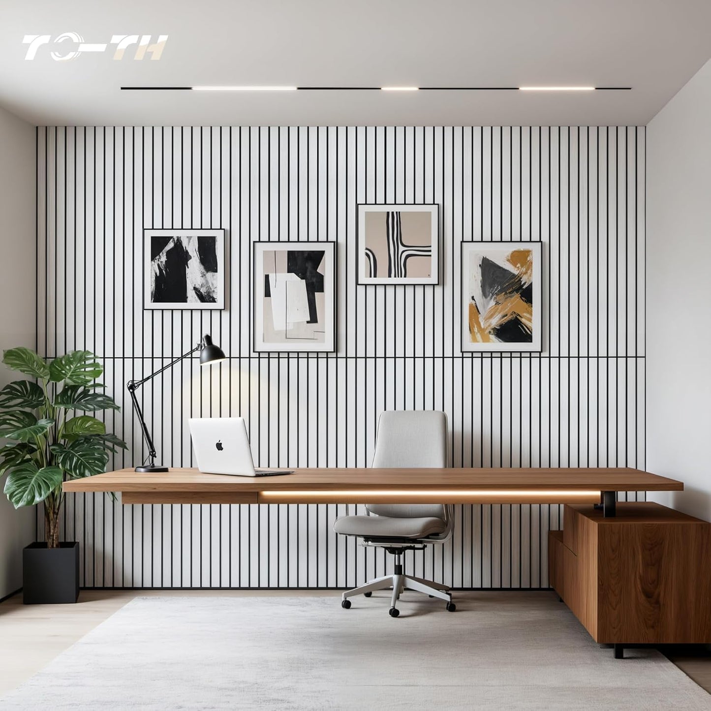 TO-TH Wood-Look Acoustic Wall Panels, 10 Pack 47.2” x 23.6” Acoustic Panels, Decorative Sound Absorbers Sound Dampening Panels for Home, Office, Basement, White Oak