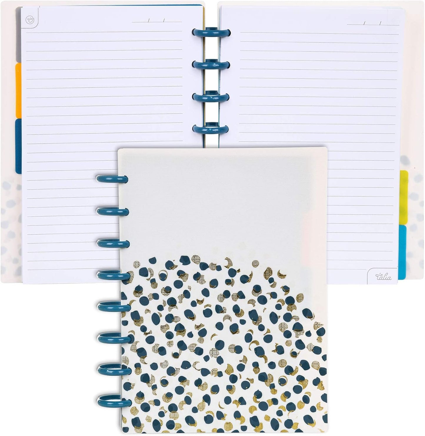 Talia Discbound Notebooks, Planner, Customizable, (Fireworks Deep Lake with DLB Discs, Junior (5.5in x 8.5in))