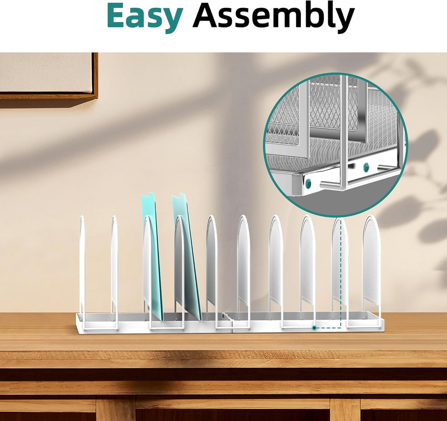SUPEASY File Organizer 9-Section Mesh Desk Organizer, Upright File Organizer Desktop Organizer File Sorter, File Folder Holder for Office Supplies, White