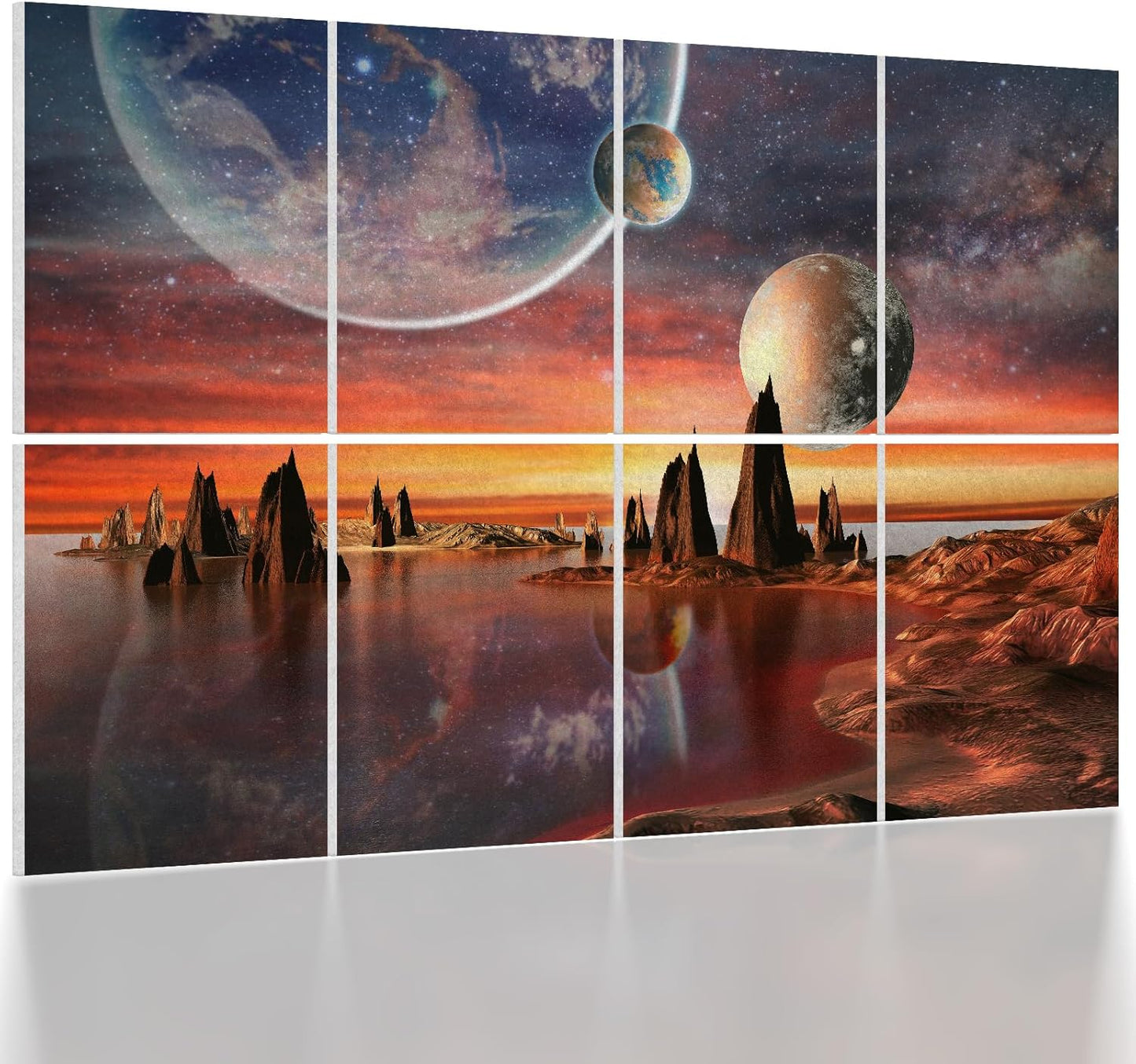 UMIACOUSTICS 8 Pcs 0.7Inch Thick Art Acoustic Panels, Total 47.2” x 31.5” Decorative Acoustical Wall Panels, Sound Absorbing Art Panels for Home, Office, Hotel, Stars Shine-Brightly