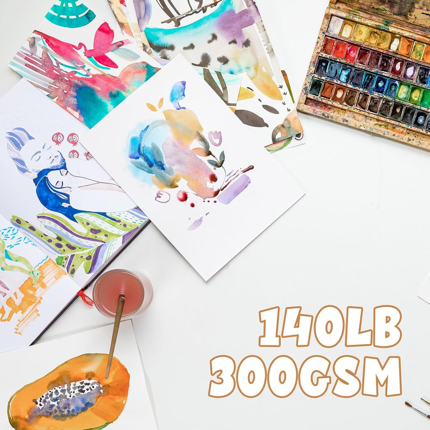 TaoBary 300 Pcs Watercolor Paper Sheet Bulk White Cold Press Paper Pack 140lb 300gsm Sketch Painting Watercolor Pad for Watercolorist Beginning Artists Adults Drawing Craft(5 x 7 Inch)
