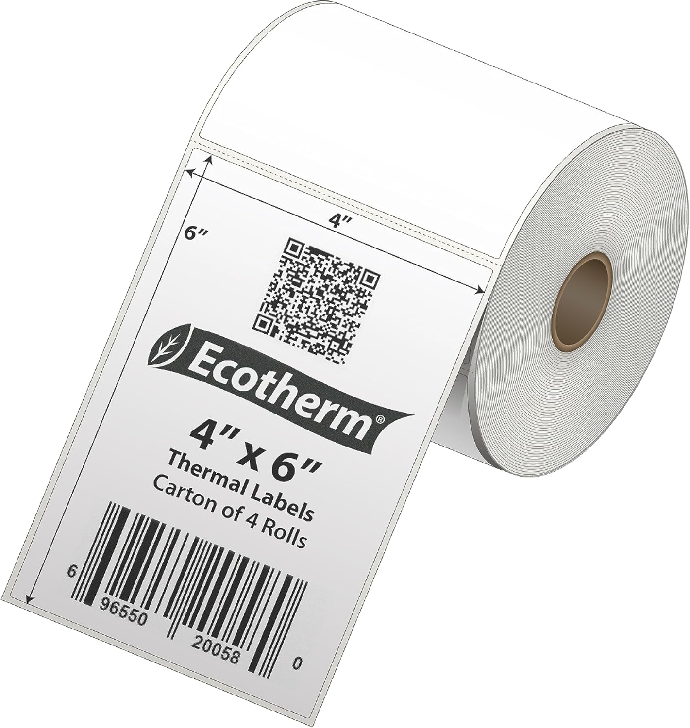 4" x 6" Thermal Labels | 4 Rolls | 1100 Labels | fits Zebra, Munbyn, Rollo, Godex, Arkscan, iDPRT, Offnova Thermal Label Printers and More | Blank White Adhesive Stickers by Ecotherm