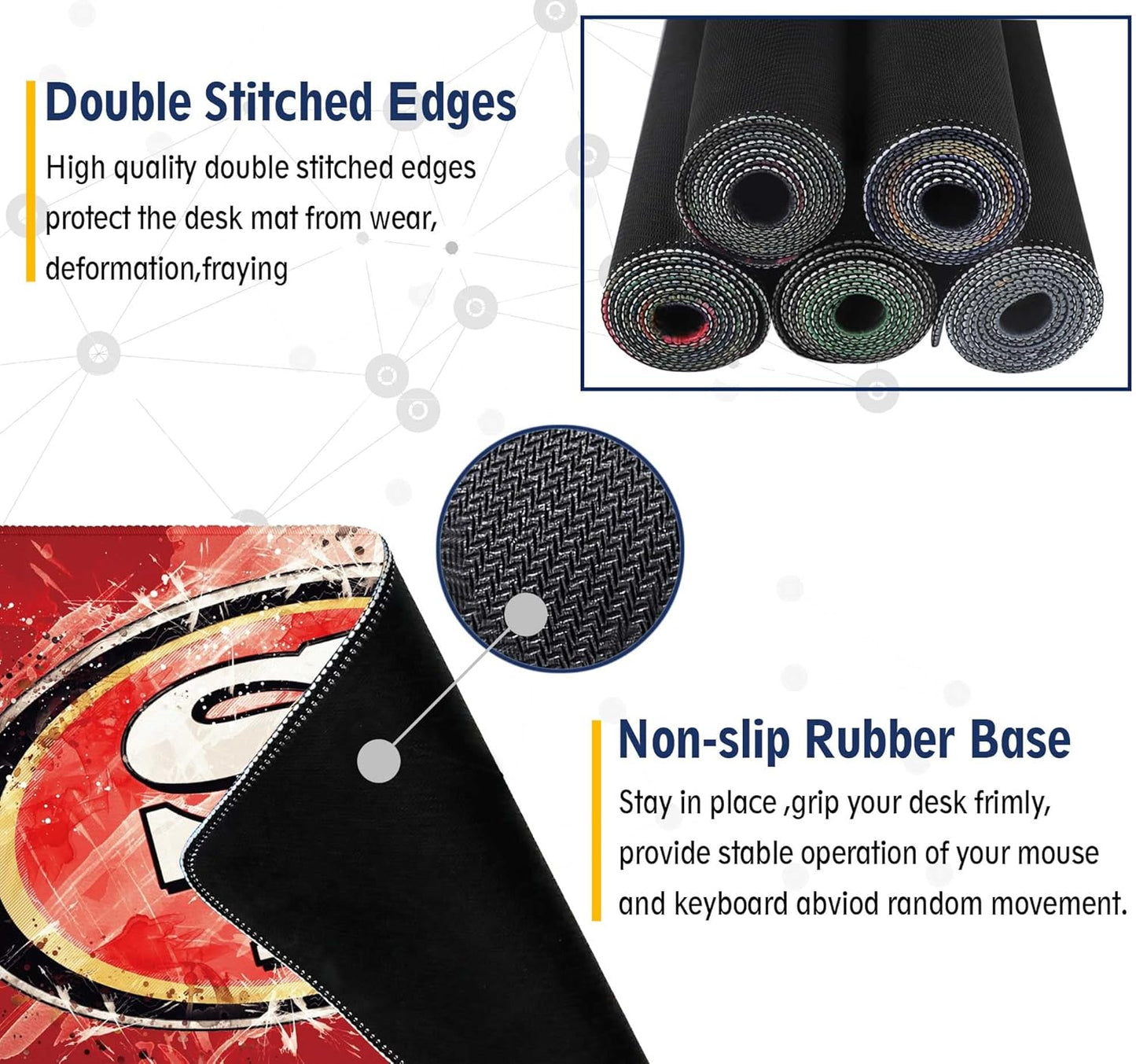 Large Mouse Pad Desk Mat for Home Office, Gaming Mousepad Extended Desk pad - Computer Keyboard Mouse Mat with Non-Slip Base and Stitched Edge Office Desk Organizers and Accessories