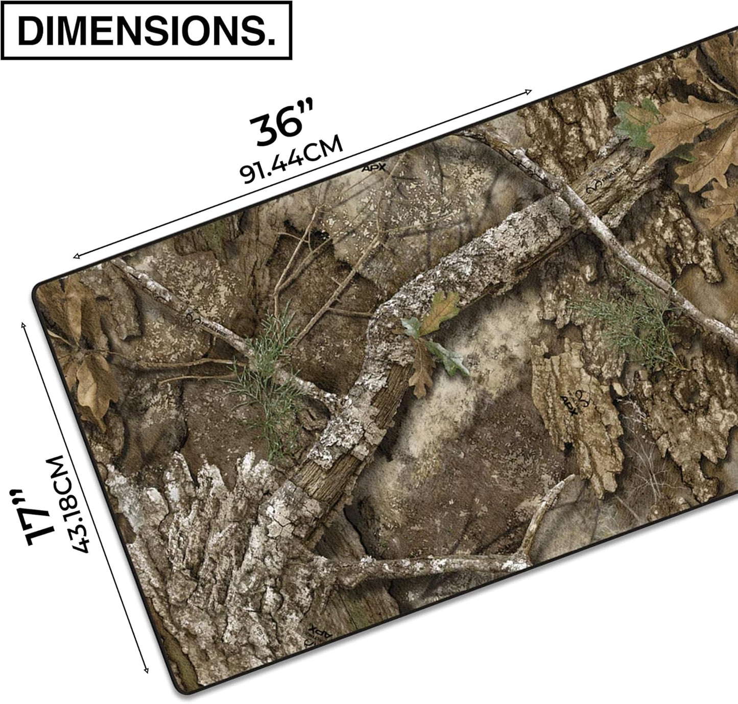MPCO. Real Tree Large Gaming Desk Pad - 36" x 17" Duraglyde Fabric APX – Without Logo Desk Mats - Non-Slip, Washable, Smooth Glide for Precision Gaming & Work