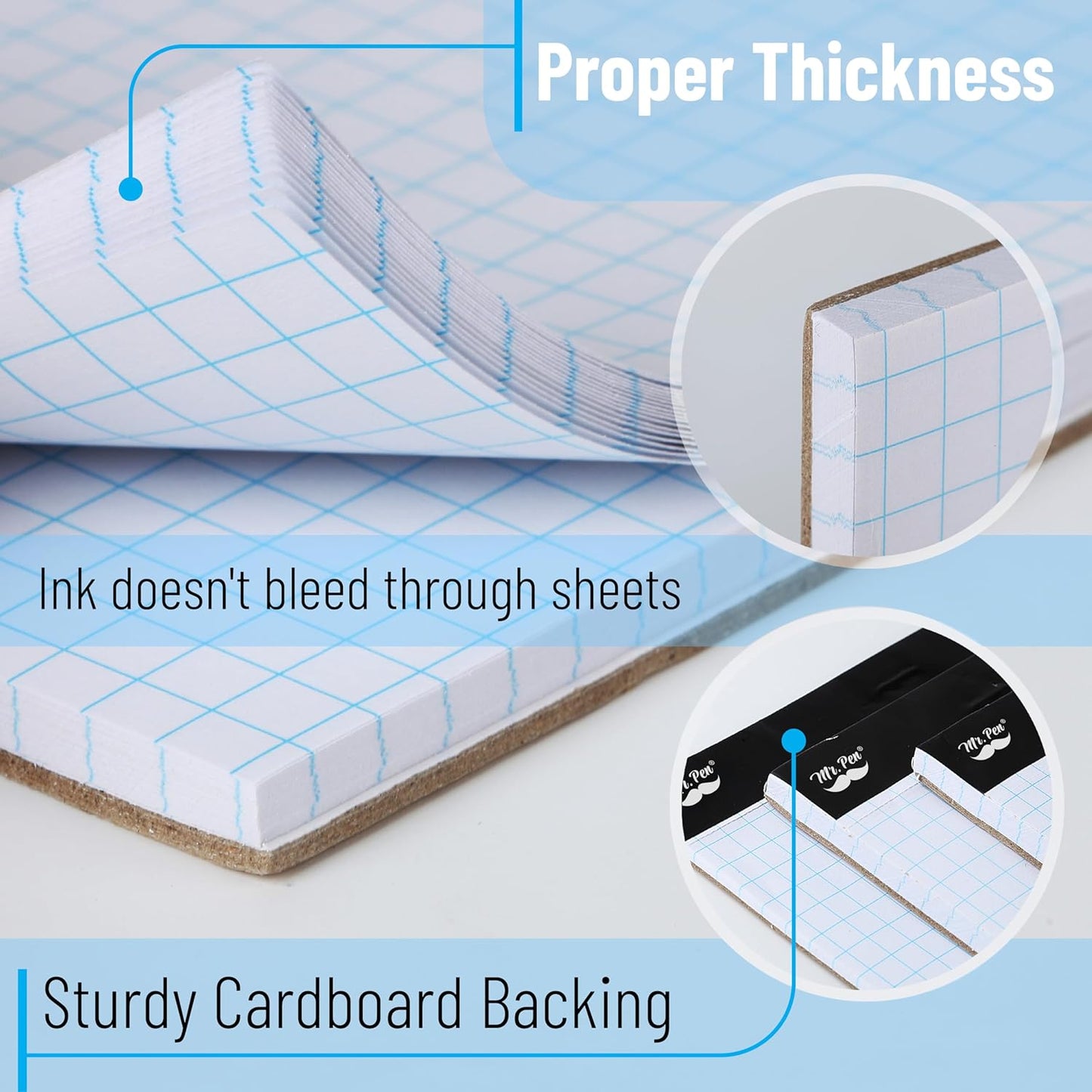 Mr. Pen Graph Paper, Grid Paper, 4x4 (4 Squares per inch), 11"x8.5", 55 Sheet