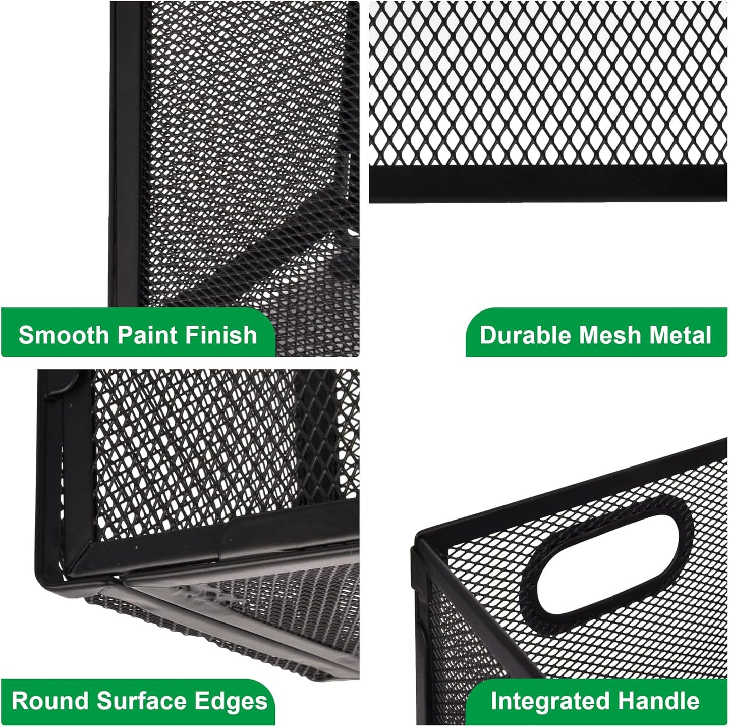 EASEPRES Desk Hanging File Organizer with 5 Folders, Mesh Metal Letter-Size Desktop File Holder Box for Filing Folder Storage Basket, 1 Pack Black, 12.2 x 9.45 x 5.45 inches