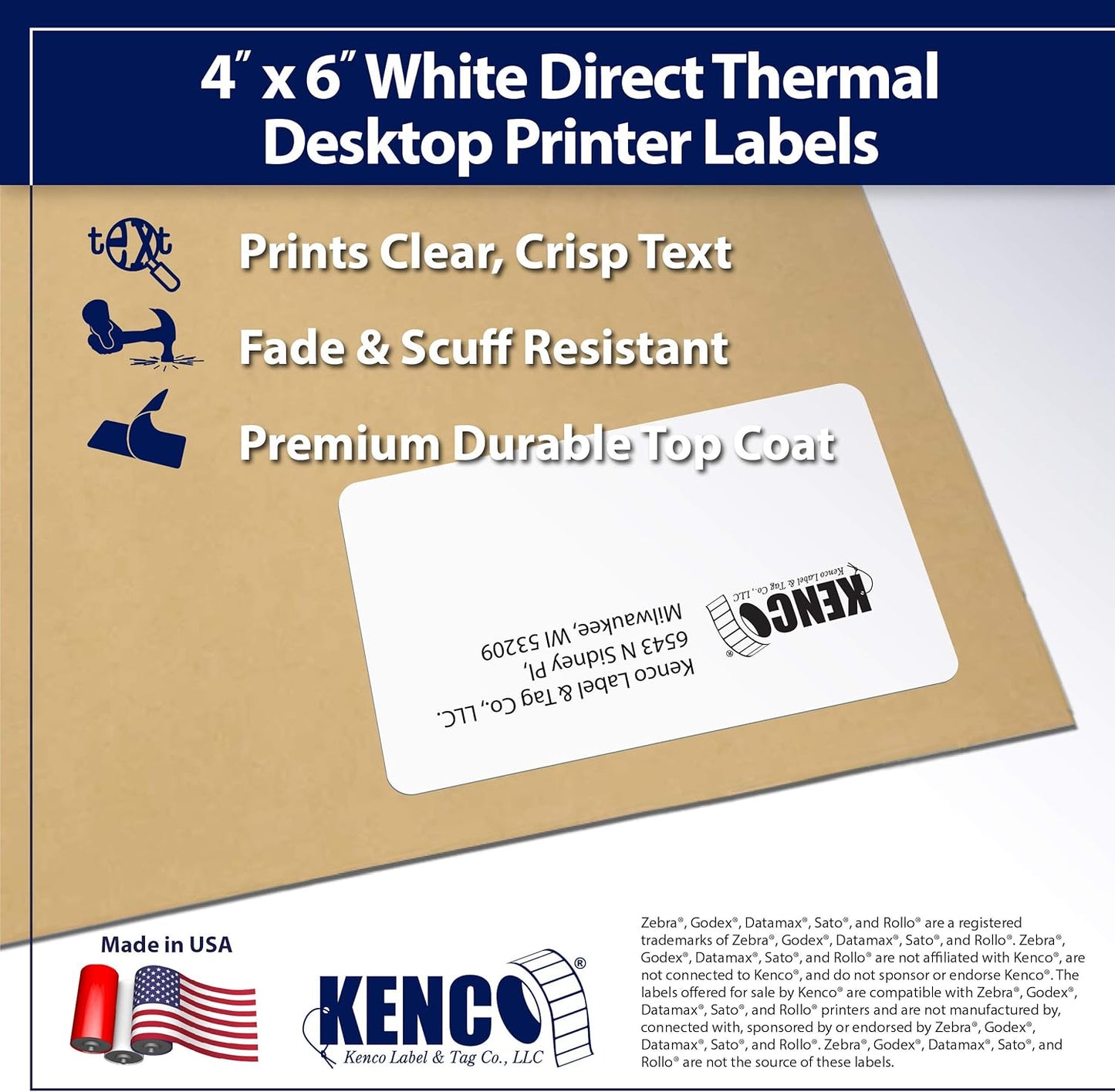 4" X 6" Direct Thermal Perforated Stickers Labels for Shipping Labels, Inventory, and Color Coding - Compatible with Zebra, Rollo, Godex and More (White, 12 Rolls)