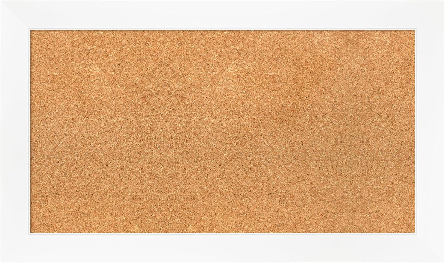 Amanti Art Natural Cork Board for Wall, 17x29 Vision Board with White Frame, Medium Corkboard Office Decor for Home Organization, Modern Corkboard Pinboard to Display Items for Home Organization in