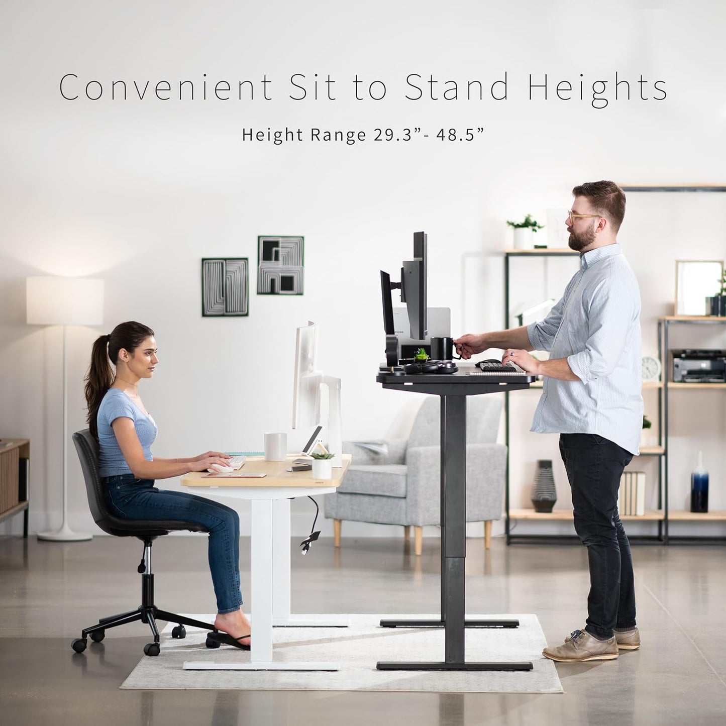 VIVO Electric 60 x 24 in Standing Desk, Memory Height Adjustment, 1B Series, One-Piece Dark Walnut Top, Gray Frame, DESK-KIT-1G6D