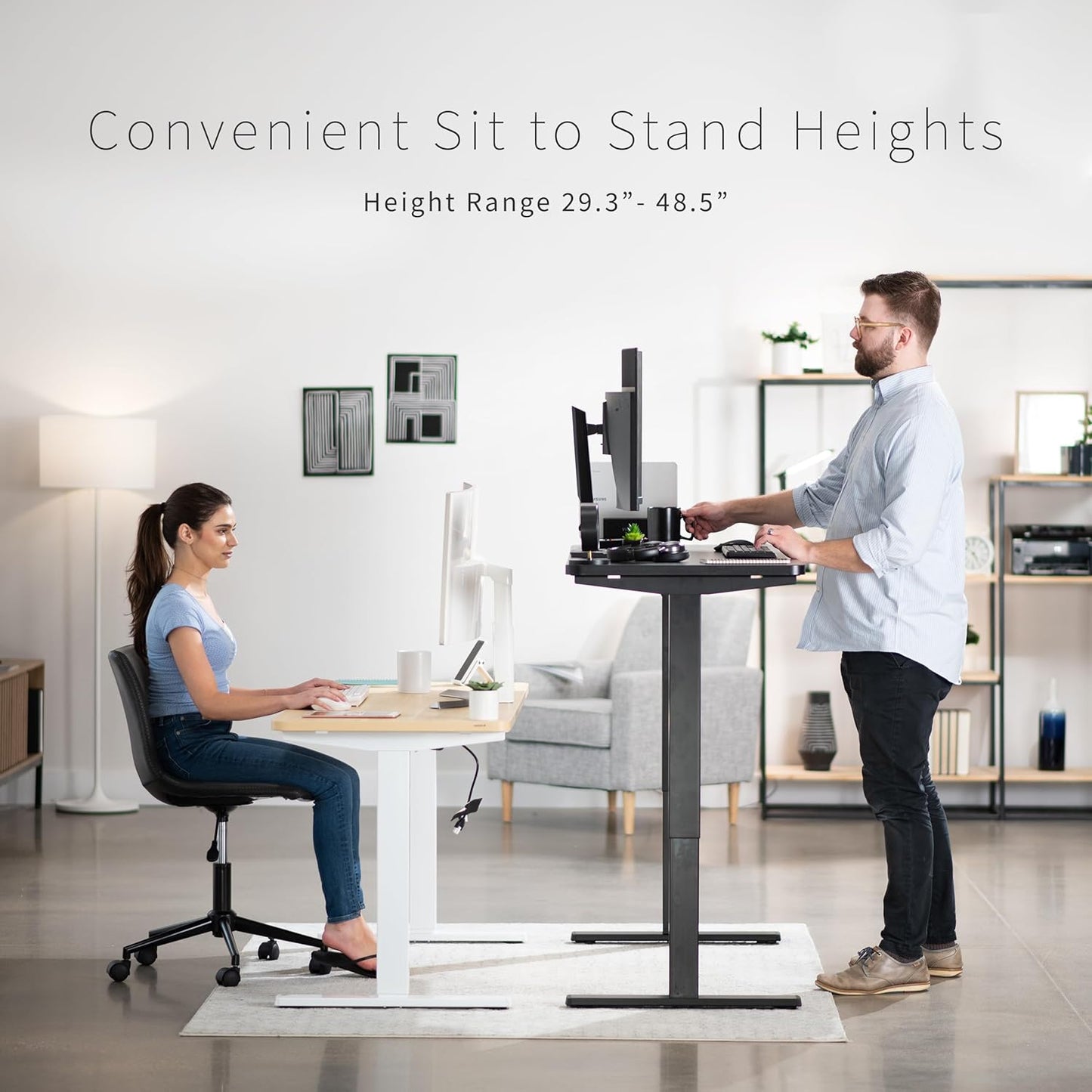 VIVO Electric 60 x 24 in Standing Desk, Memory Height Adjustment, 1B Series, One-Piece Dark Gray Top, Gray Frame, DESK-KIT-1G6G