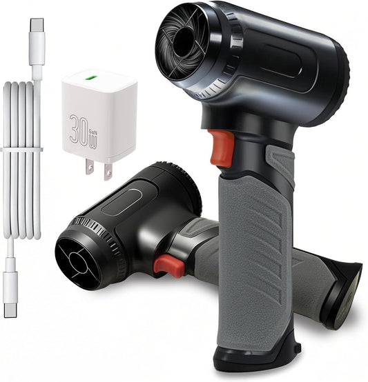 Compressed Air Duster - Electric Air Duster 30W Fast Charging 1600g Instant Thrust Leaf Blower Stepless Speeds Keyboard Cleaner for Electronics,Patio Cleaning,Drying,Snow Blowing,Camping