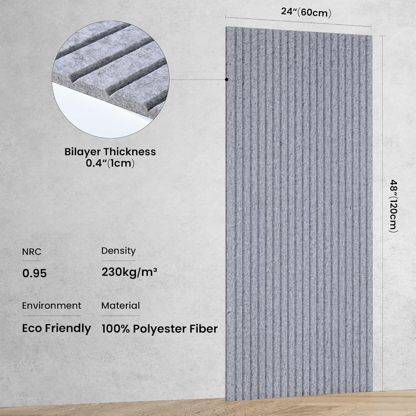 10 Pack Large Acoustic Panels,48 x 24 x 0.4 Inch Sound Proof Foam Panels for Walls，Premium Noise Dampening Panels,Sound Panels for Media Room, Office and Studio,Silver Gray