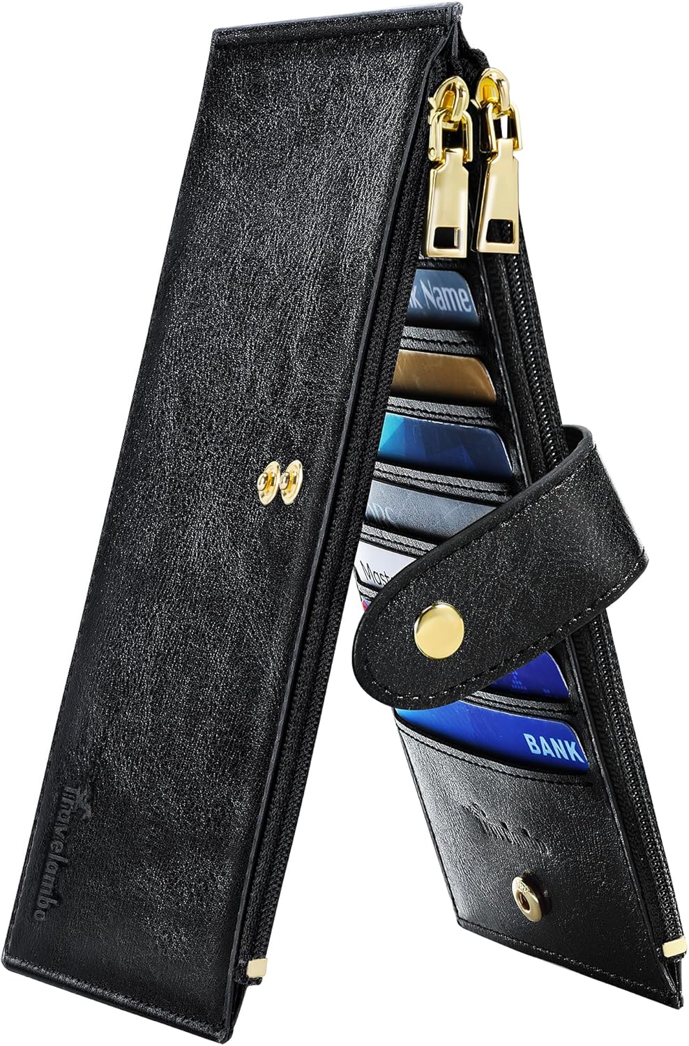 Travelambo RFID Wallet Women Large Size Bifold Multi Card Wallet Case with Zipper Pocke Credit Card Holder for Women