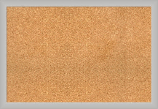 Amanti Art Natural Cork Board for Wall, 27x39 Vision Board with Silver Wood Frame, Large Corkboard Office Decor for Home Organization, Modern Contemporary Corkboard Pinboard to display items for home