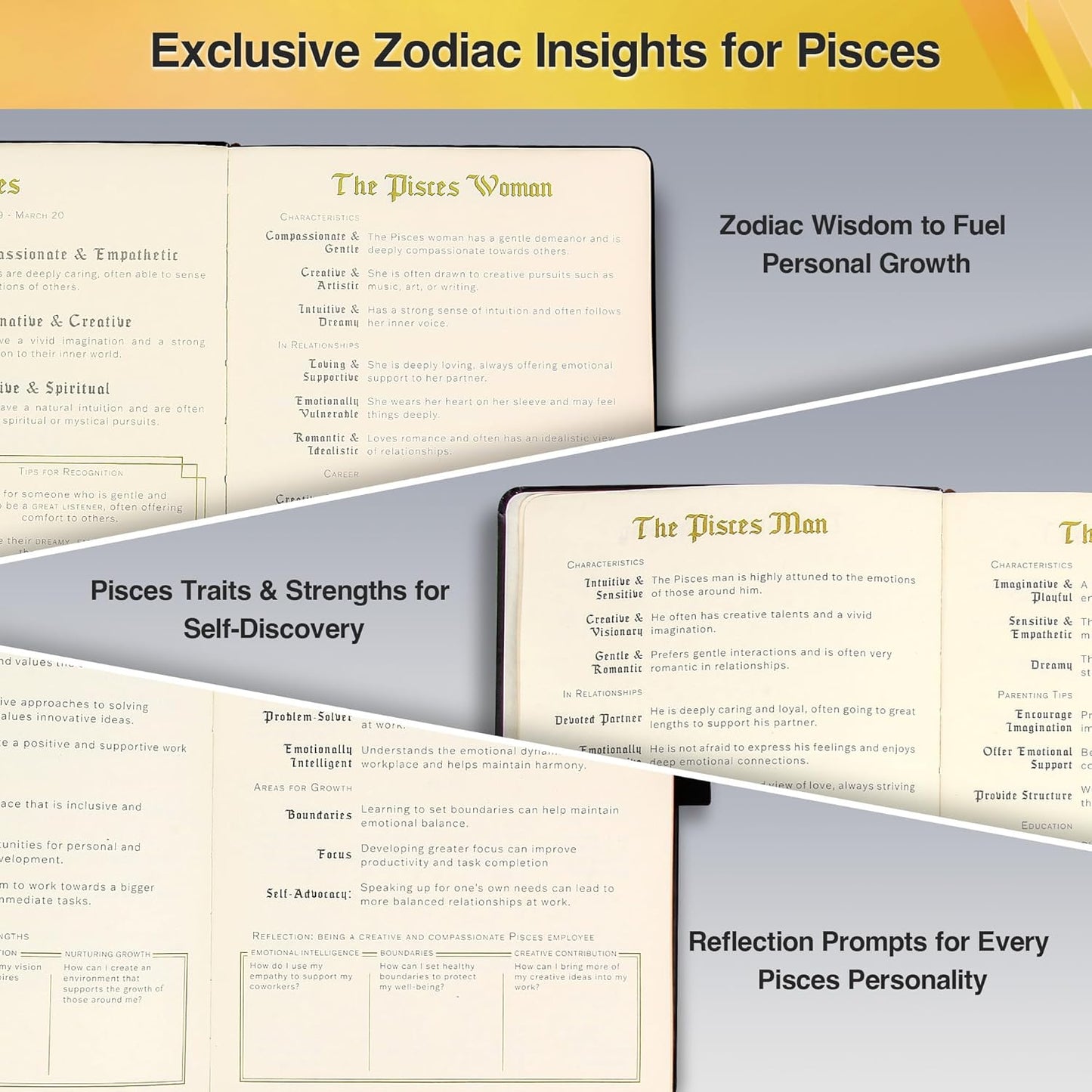 Pisces Zodiac Astrology Undated Monthly Weekly Daily Planner Journal Notebook Hardcover A5 5.7" x 8.3" 160 Pages 100GSM Paper 2025 2026 2027 Holidays Calendar