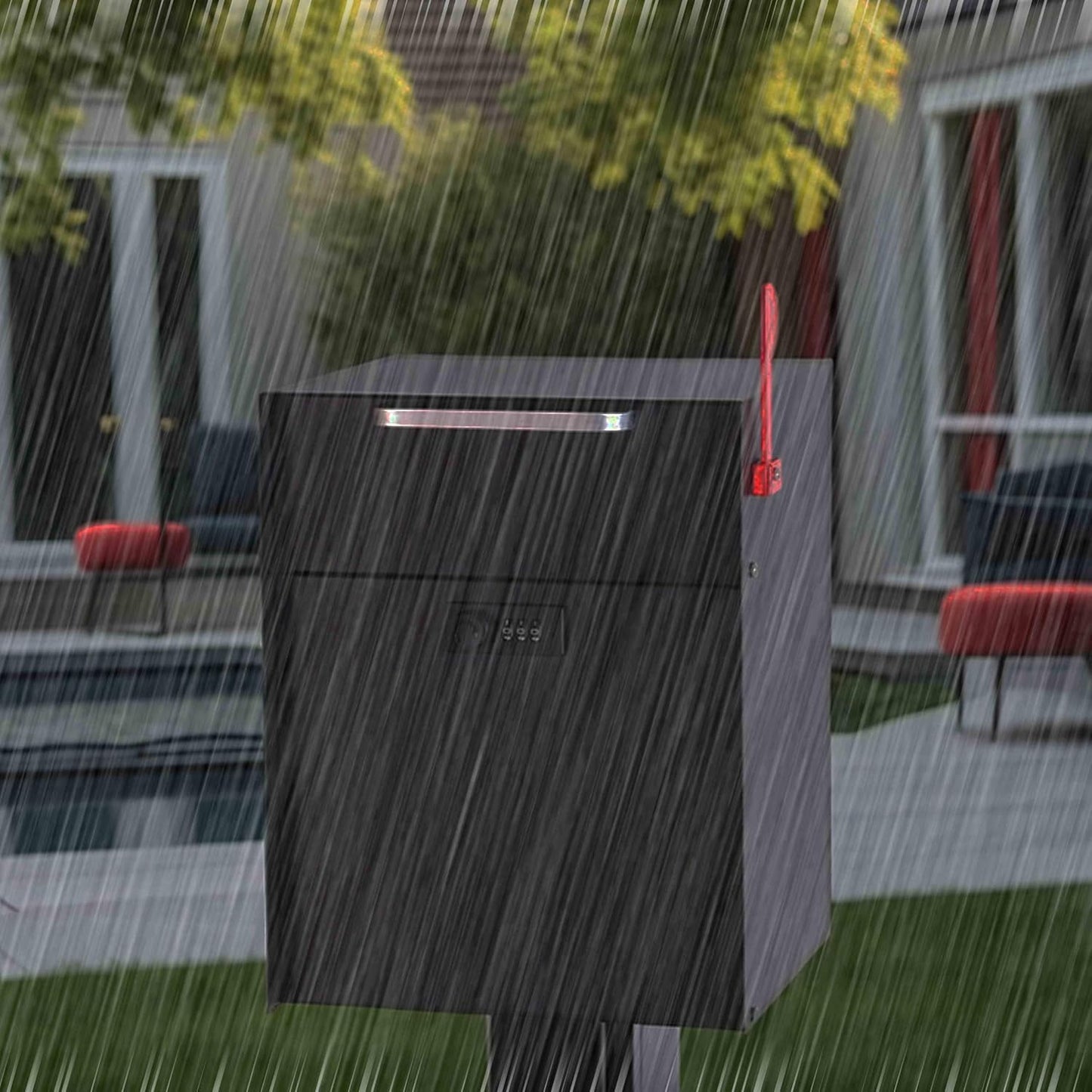 Post Mount Locking Mailbox with Code Lock - Large Capacity Security Password Metal Lock Mailbox - Waterproof Vertical Drop Mail Box Outdoor