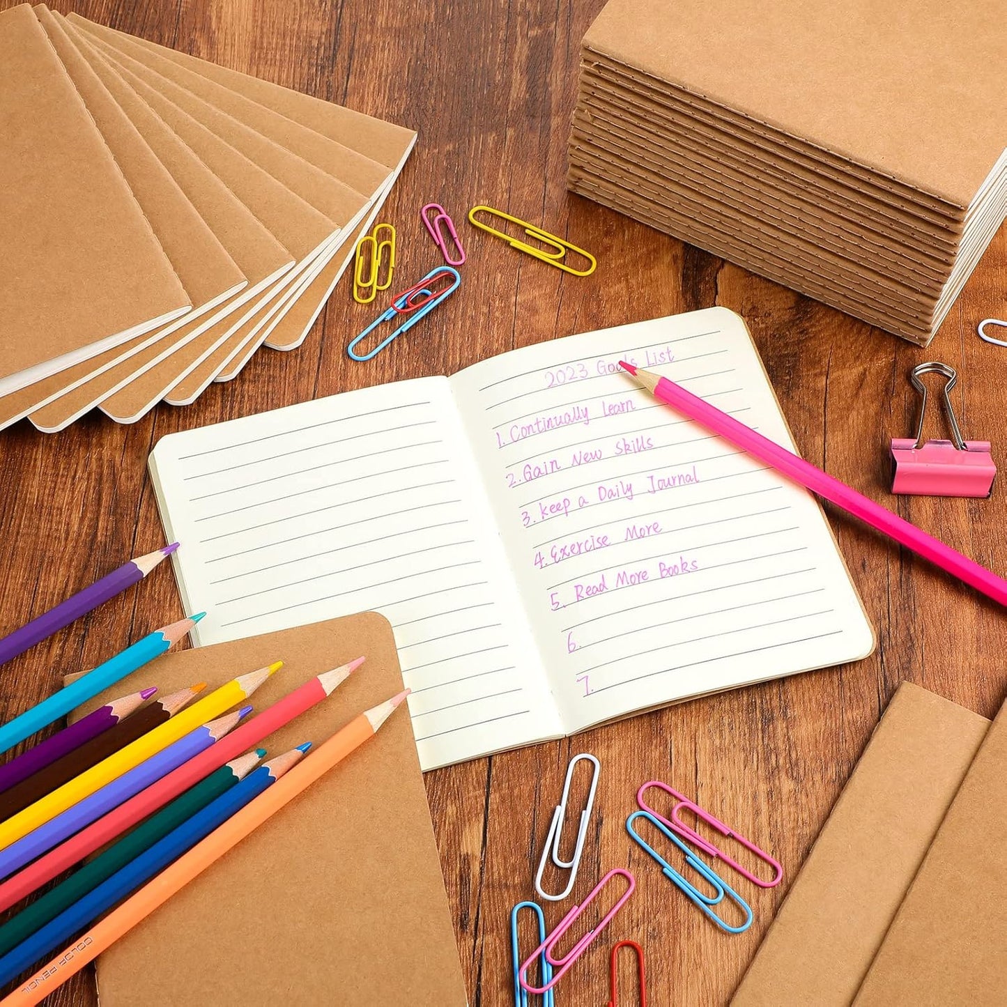 Colarr 60 Pcs Mini Notebooks 5.5 x 4 Inch 30 Sheets Small Journal Bulk Blank Lined Notebook Small Kraft Paper Book Bulk Student Classroom Office Back to School Supplies(Brown)