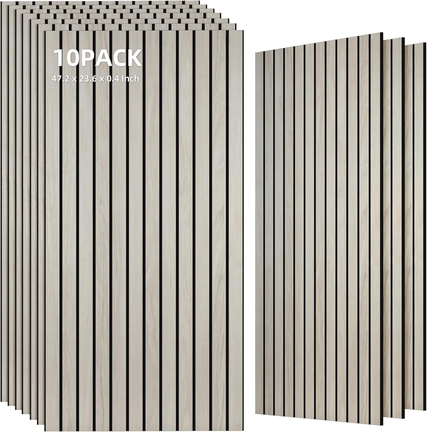TO-TH Wood-Look Acoustic Wall Panels, 10 Pack 47.2” x 23.6” Acoustic Panels, Decorative Sound Absorbers Sound Dampening Panels for Home, Office, Basement, Natural Oak