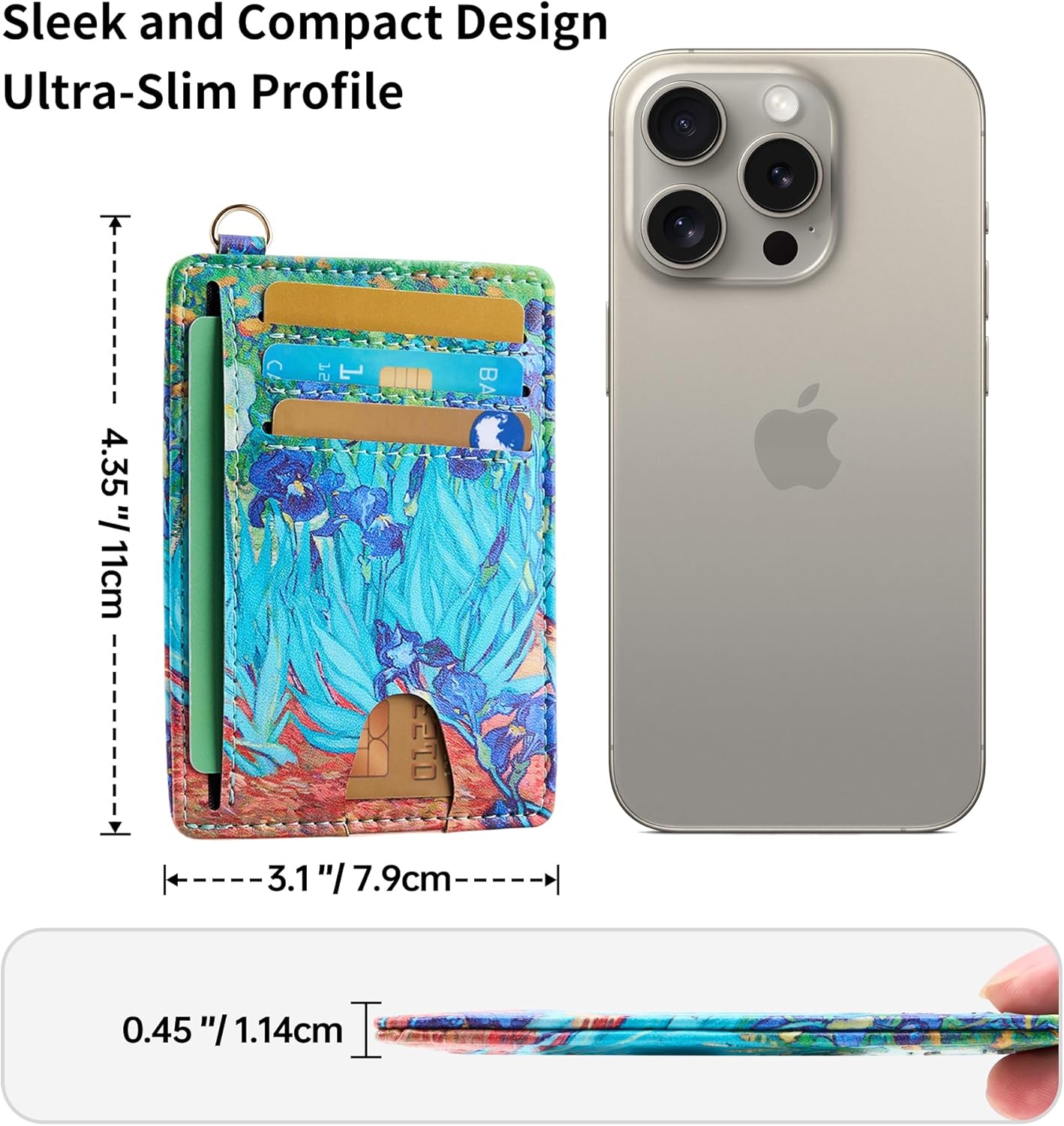 Mayski Slim Wallet, Credit Card Holder for Women, Minimalist Front Pocket RFID Blocking Card Cases, Small Wallet Women Men(Lrises)