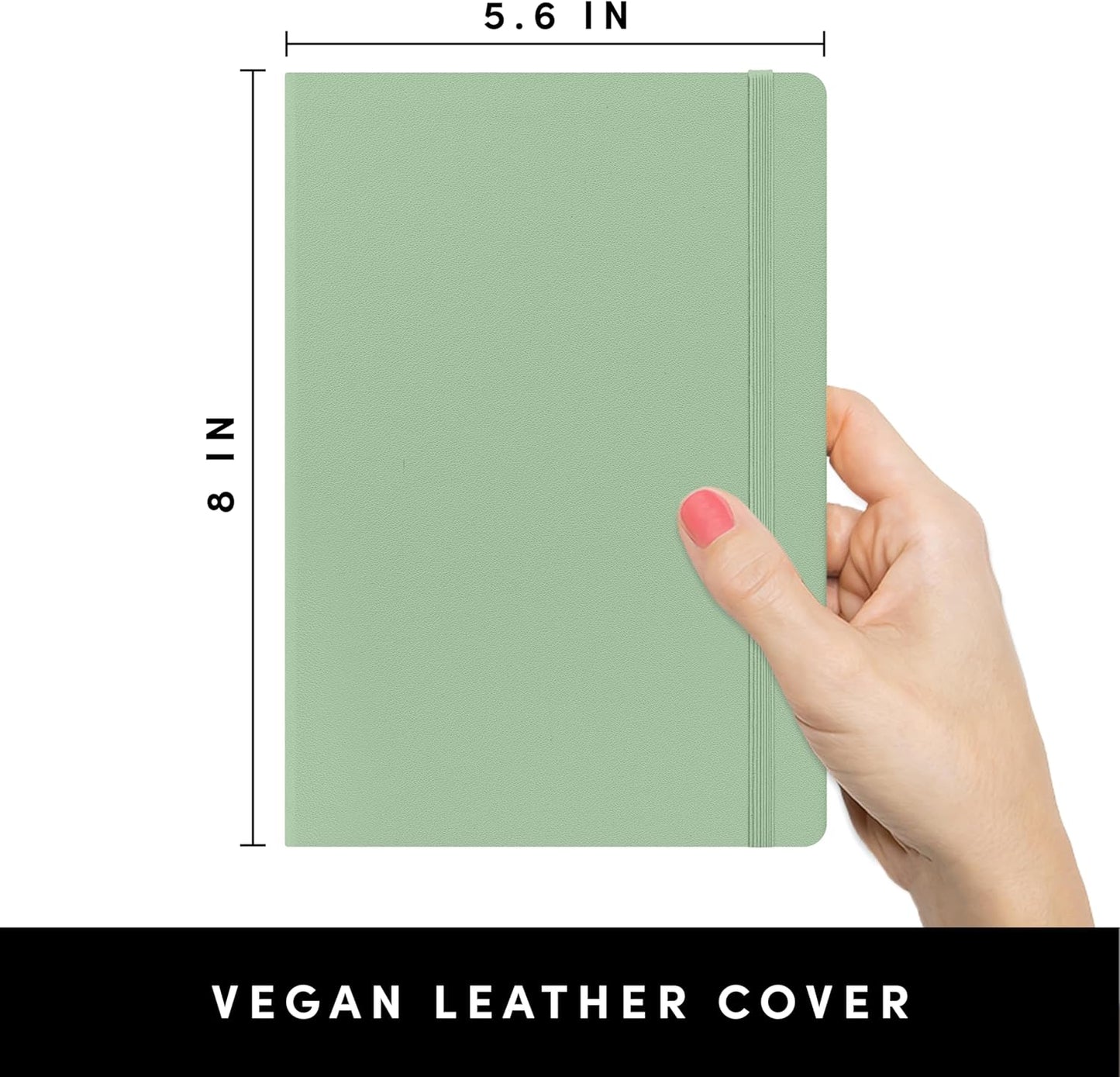 PAPERAGE Dotted Journal Notebook, (Sage Green), 160 Pages, Medium 5.6 in x 8 in - 100 GSM Thick Paper – Hardcover Journaling Notebook for Work, School & Bullet Journaling