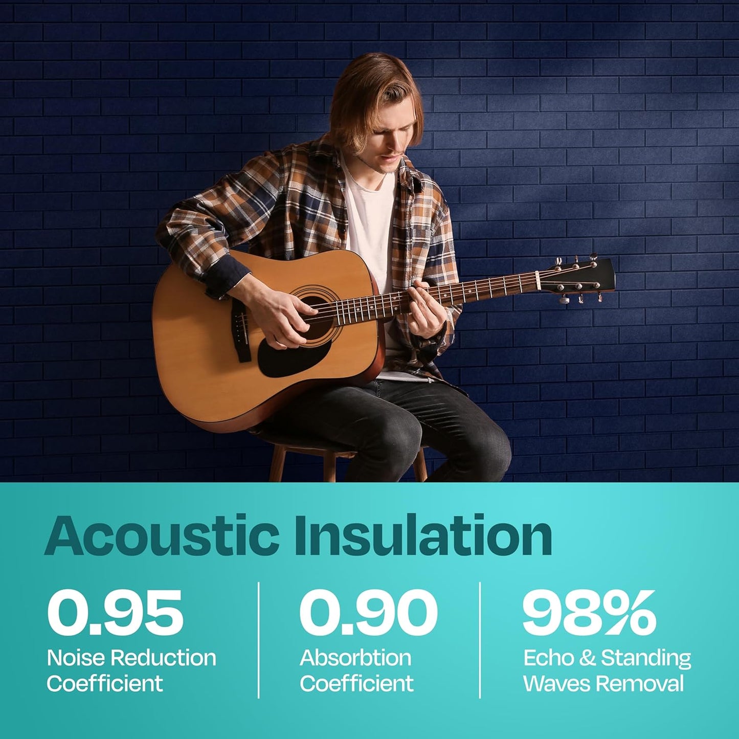 Acoustic Panels 18-Pack Soundproof Wall Panels 12"X12"X0.4" Brick Style Sound Panels Premium Sound Dampening Panels Easy Self Adhesive Installation - [Denim Blue]