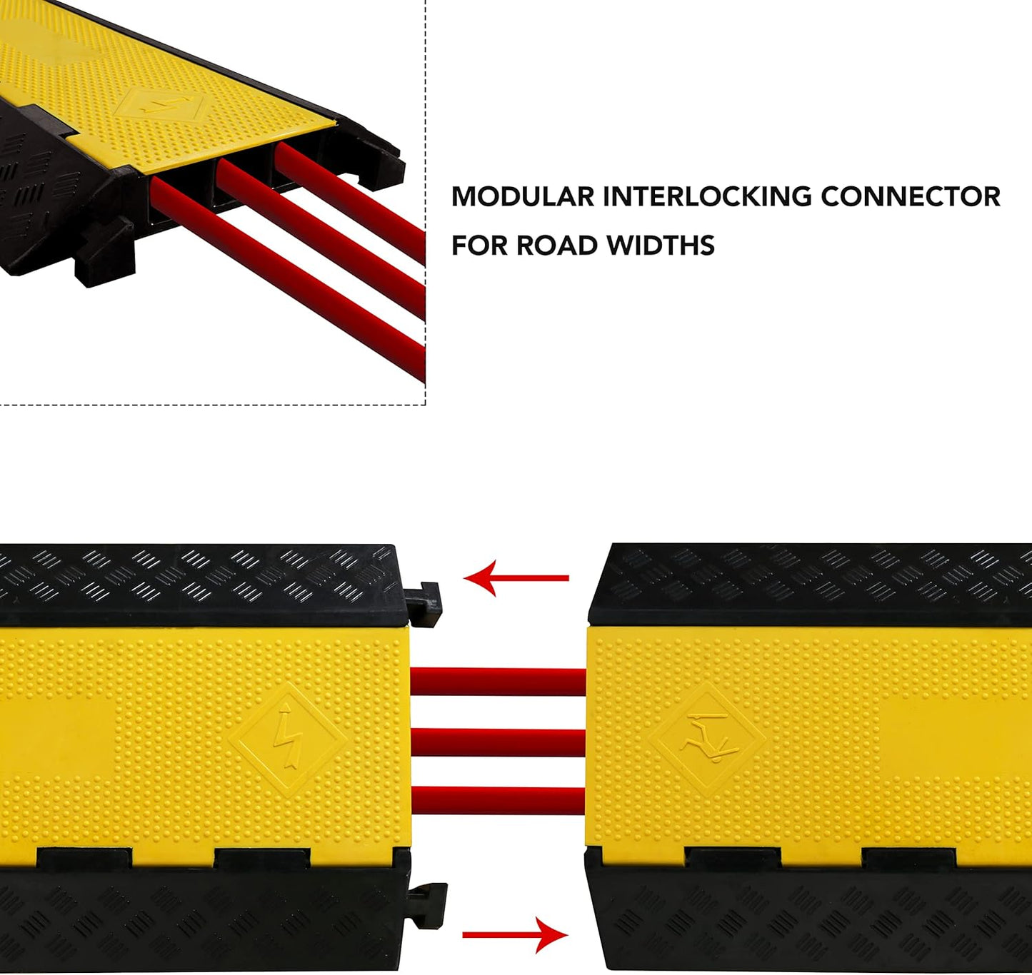 Rubber Cable Ramp 3 Channel Drive Over Hose Cable Protector Outdoor 22000Lbs Load Capacity Wires Power Lines Extension Cord Cover Traffic Speed Bump 1 Pack