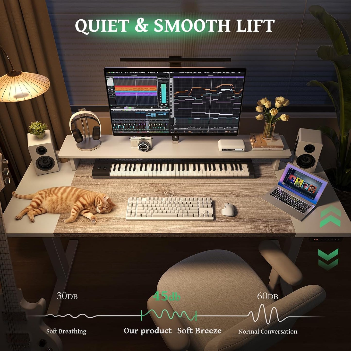 SIAGO Electric Standing Desk Adjustable - 63 x 24 Inch Sit Stand up Desk with Cable Management - 3 Memory Preset Adjustable Height Table