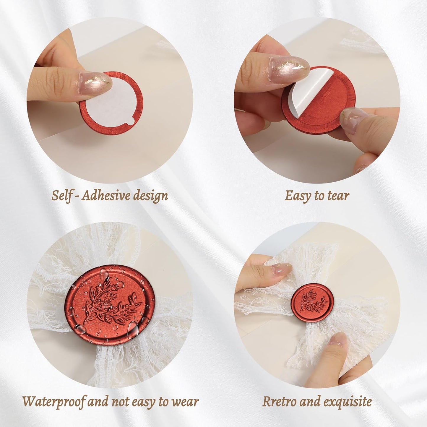 Handmade Wax Seal Stickers - Wedding Invitation Envelope Seal Stickers, 25 Pcs Self- Adhesive Stickers, Perfect for Invitation, Christmas, Gift Wrapping (Eucalyptus Style, Red Wax)
