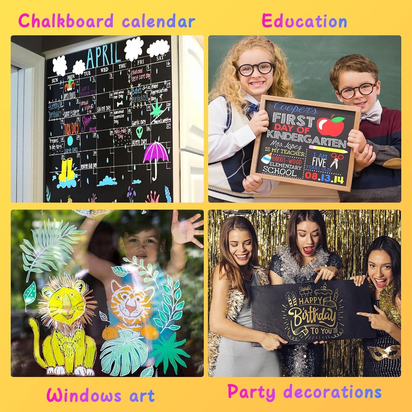 SFAIH Fine Tip Liquid Chalk Markers for Bhalkboard [1-Second Wet Wipe], 0.7-1mm 24 Colors [Neon+Pastel+Metallic], Chalk Pens for Chalkboard, Calendar, Windows, Glass, Includes Highlighter Color Marker