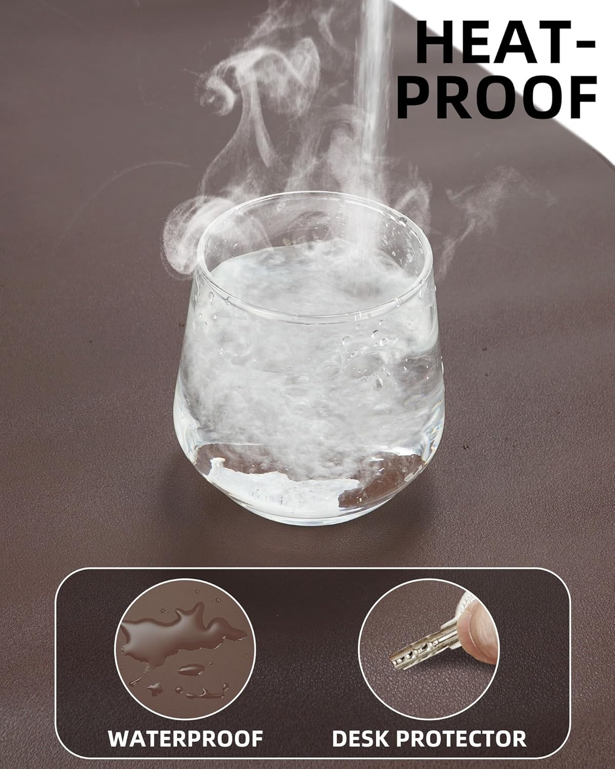 Large Desk Mat - 48" x 17"Leather Desk Pad Protector, Office Desk Mat, Non-Slip PU Leather Large Mouse Pad, Waterproof Desk Blotter Mat, Desk Cover for Office and Home (Coffee)