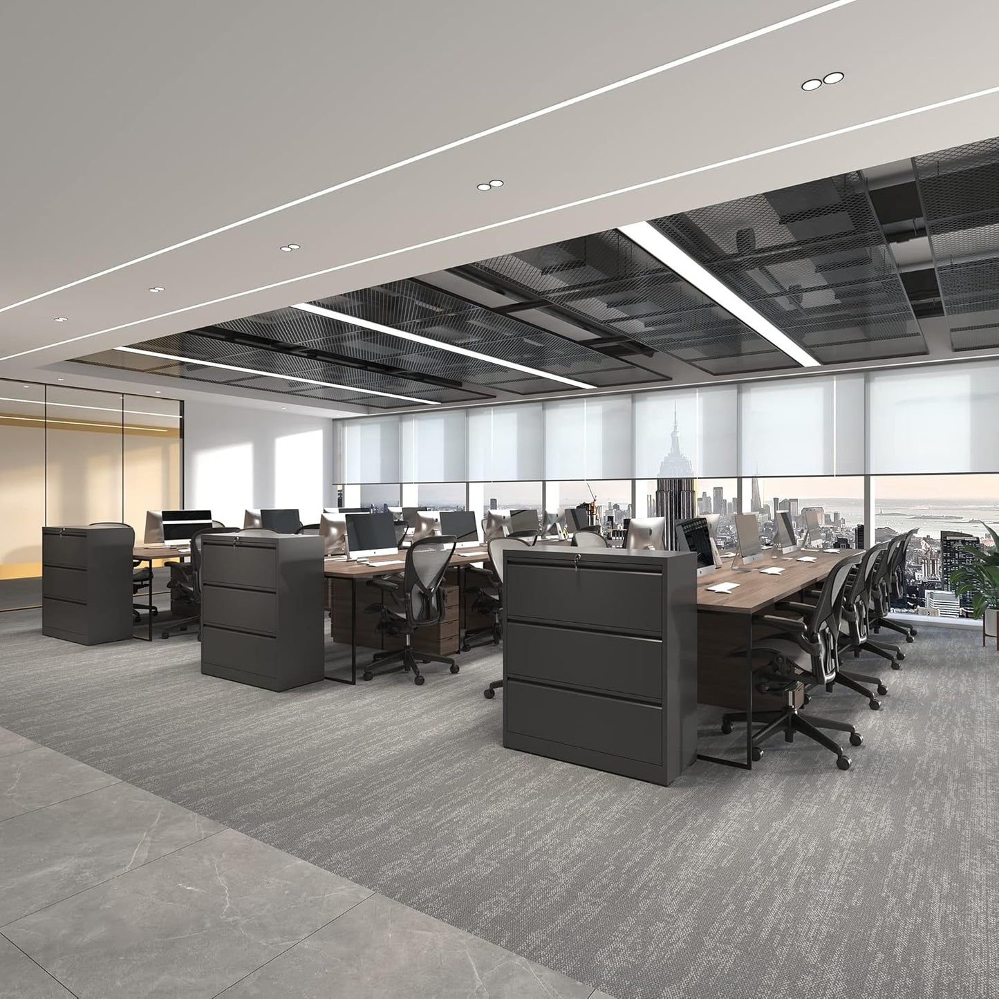 3 Drawer Lateral File Cabinet, File Cabinets for Home Office Legal/Letter A4 Size, File Cabinet with 3 Drawer Cabinet, Require Assembly, Black