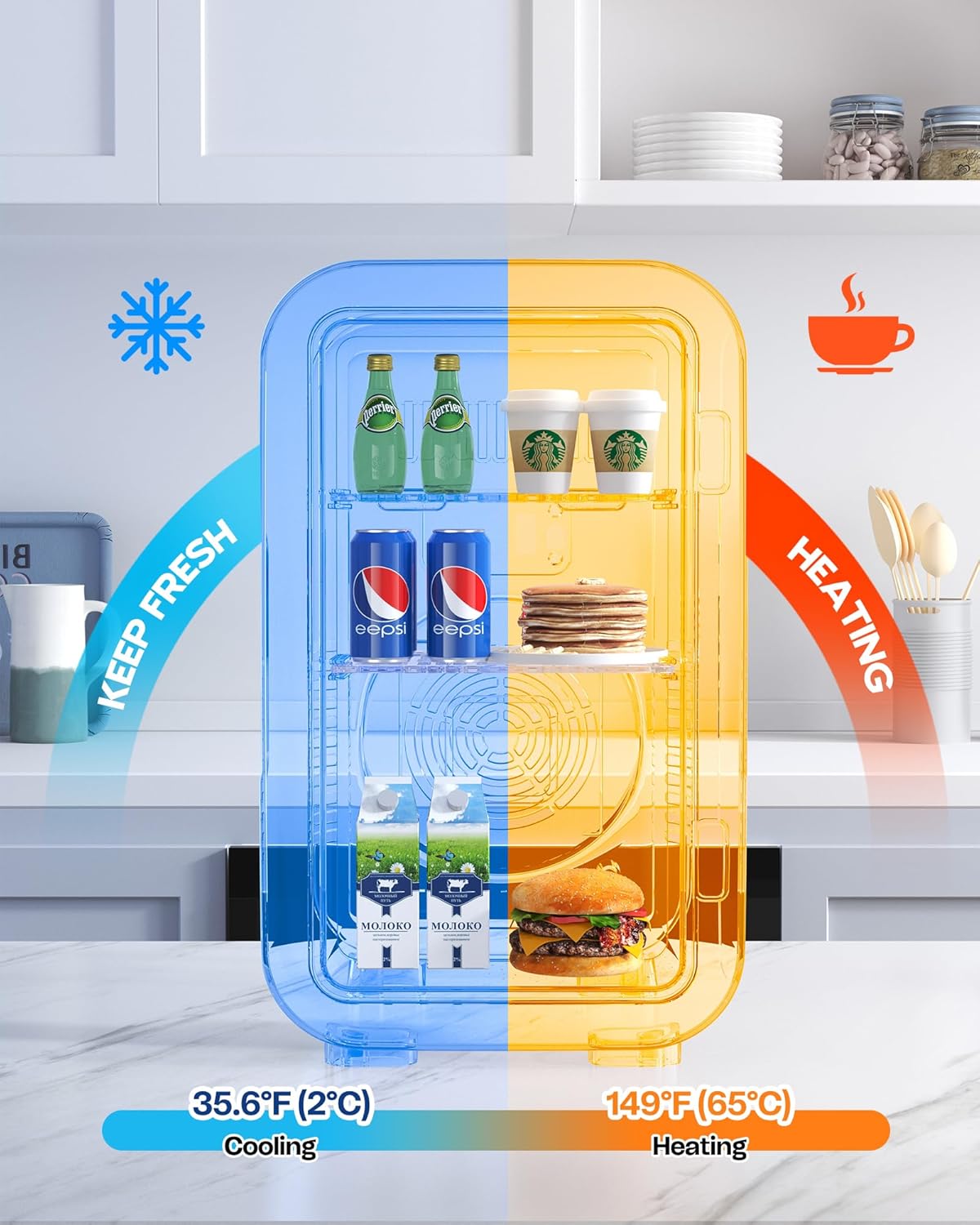 Mini Fridge,6 Liter / 8 Can Small Fridge for Bedroom, Car, Office & Dorm, 110V AC/DC Portable Thermoelectric Cooler & Warmer for Skincare, Food, Drinks,Black