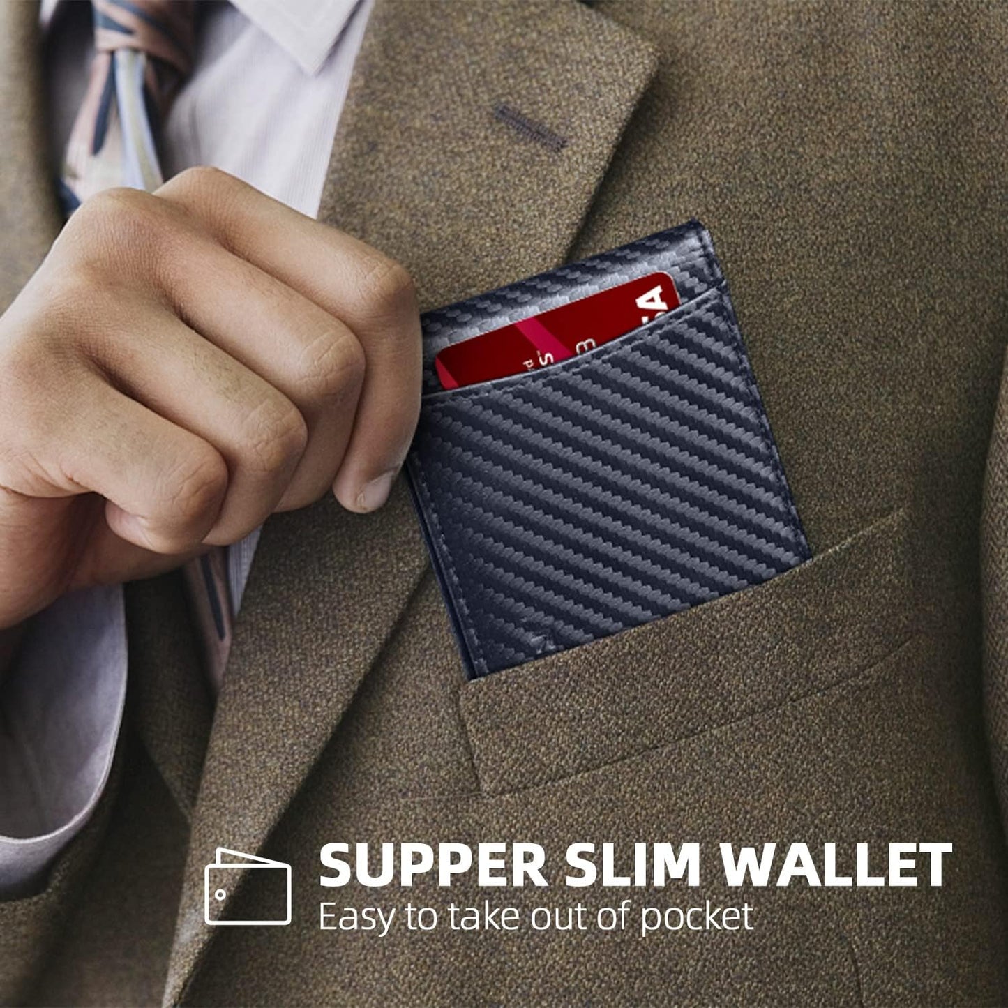 Slim Wallet for Men Genuine Leather RFID Blocking Bifold Minimalist Front Pocket Mens Wallet with Money Clip Thin Gift Box