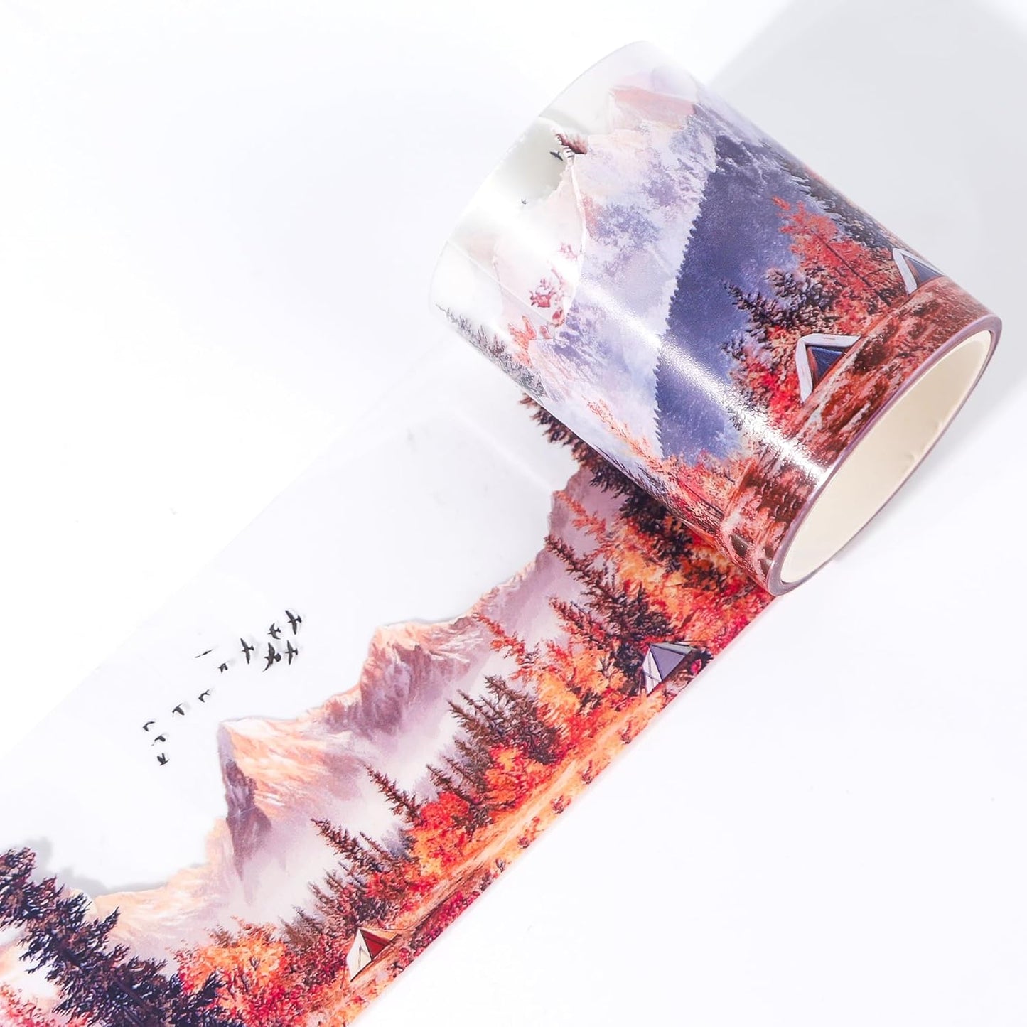 PET Tape for Journal Scrapbooking - Mountain Scenery Forest Sunset Journal PET Tape Scrapbook Supplies, Notebook Scrapbook Bottle Crafts Décor