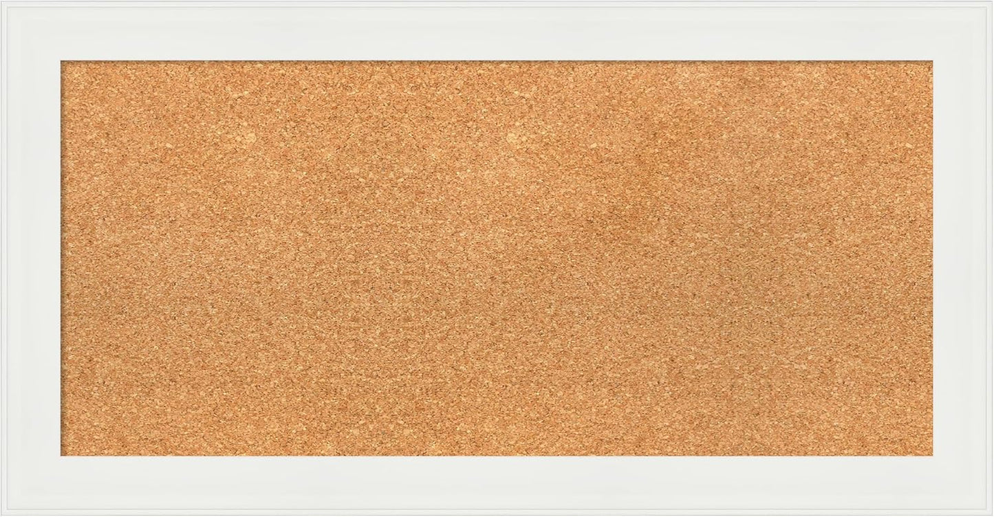 Amanti Art Natural Cork Board for Wall, 17x33 Vision Board with White Frame, Medium Corkboard Office Decor for Home Organization, Casual Corkboard Pinboard to Display Items for Home Organization in