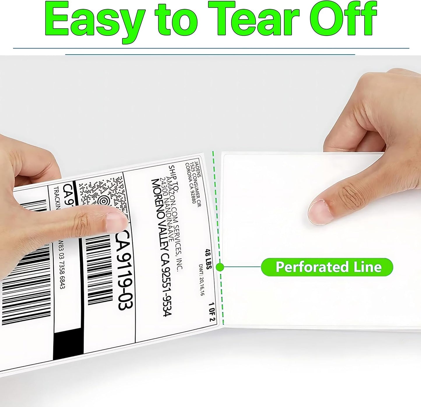 Fanfold [4 x 6 inch] x [6000 Labels] Thermal Stack Direct White Strong Adhesive Perforated Postage Shipping Printer Compatible with Zebra SNBC Epson Rollo (6000 Labels, Fanfold)