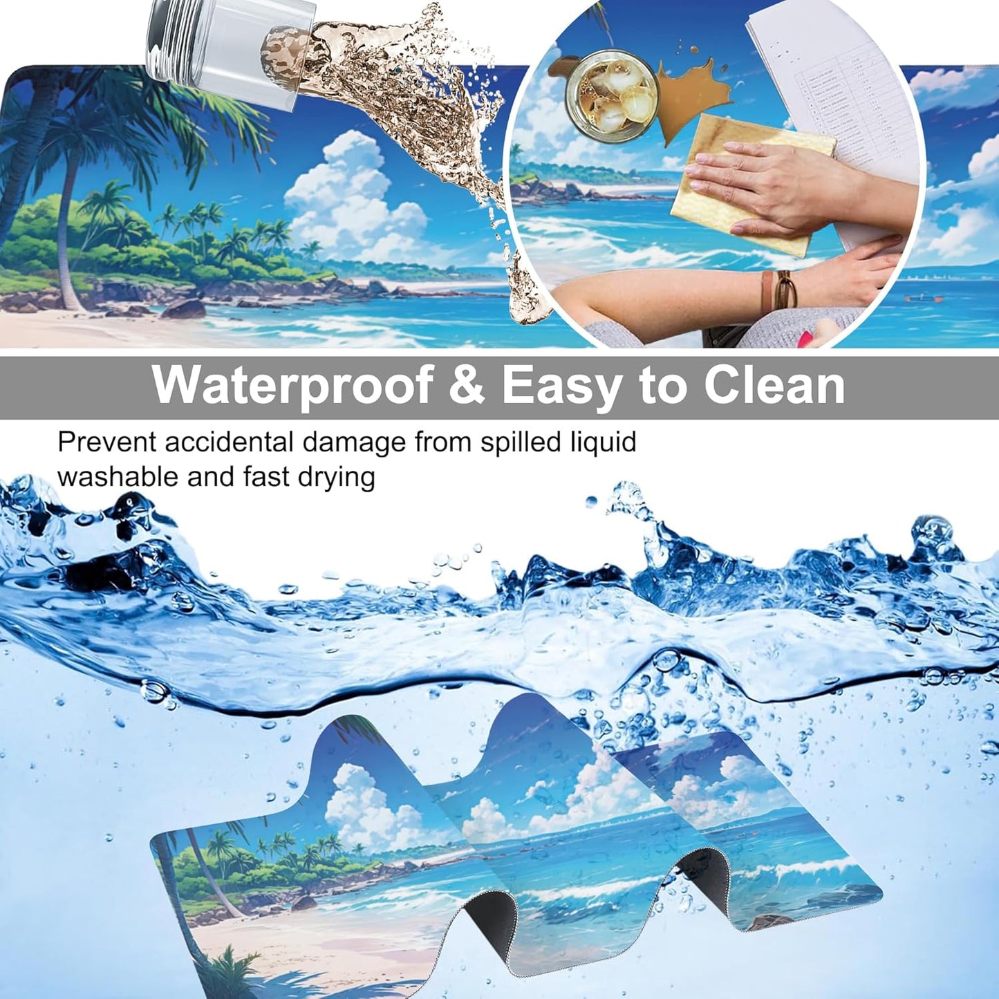 Extended Large Gaming Mouse Pad, Anime Cartoon Large Desk Mat for Desktop XXL, Non-Slip Rubber Base Stitched Edges Long Computer Keyboard Desk Pad Mouse Mat for Gaming Home Office 35.4"X15.7"